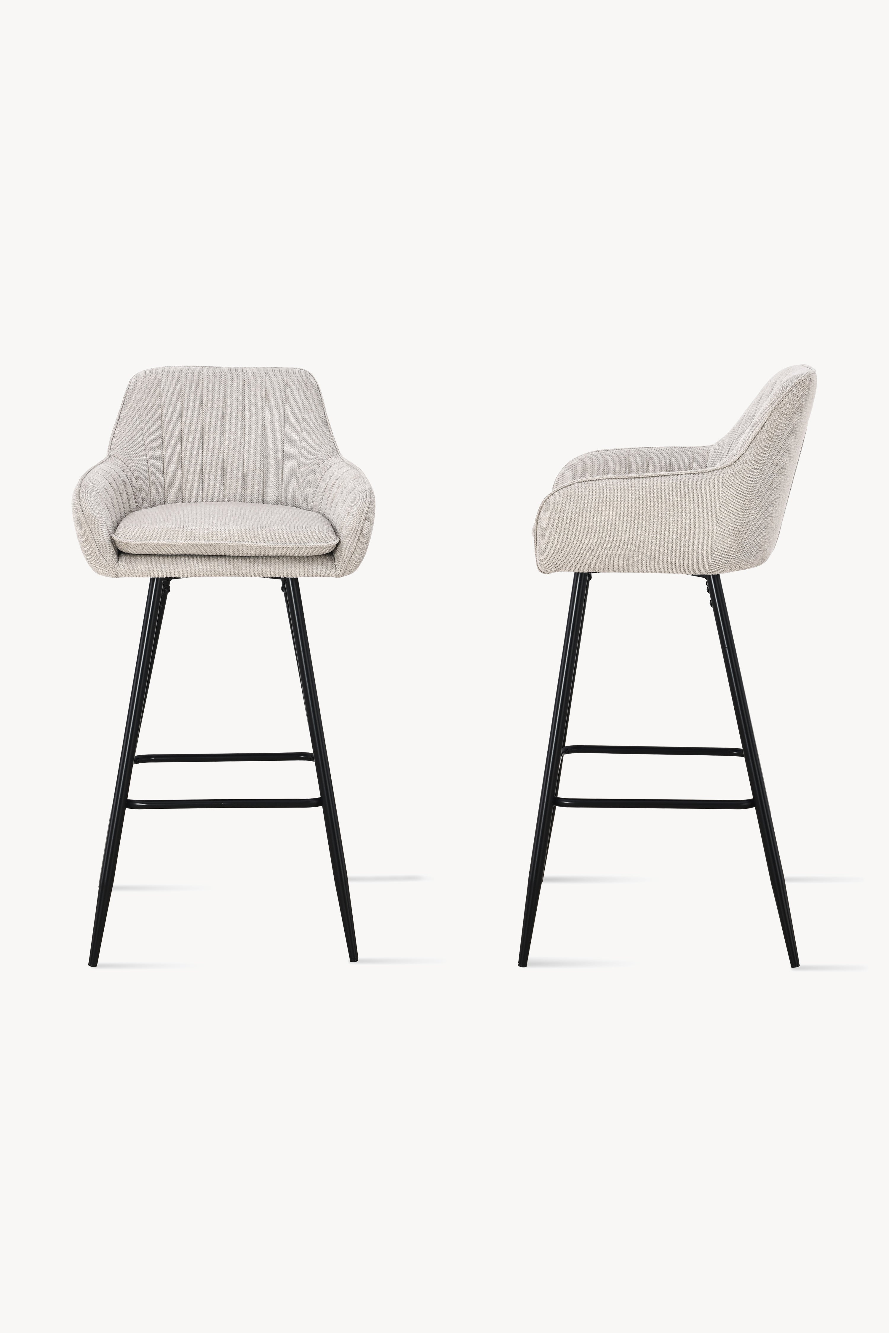 Taburete din material textil Roberto, Set de 2, Bej - Imagine detaliu 1