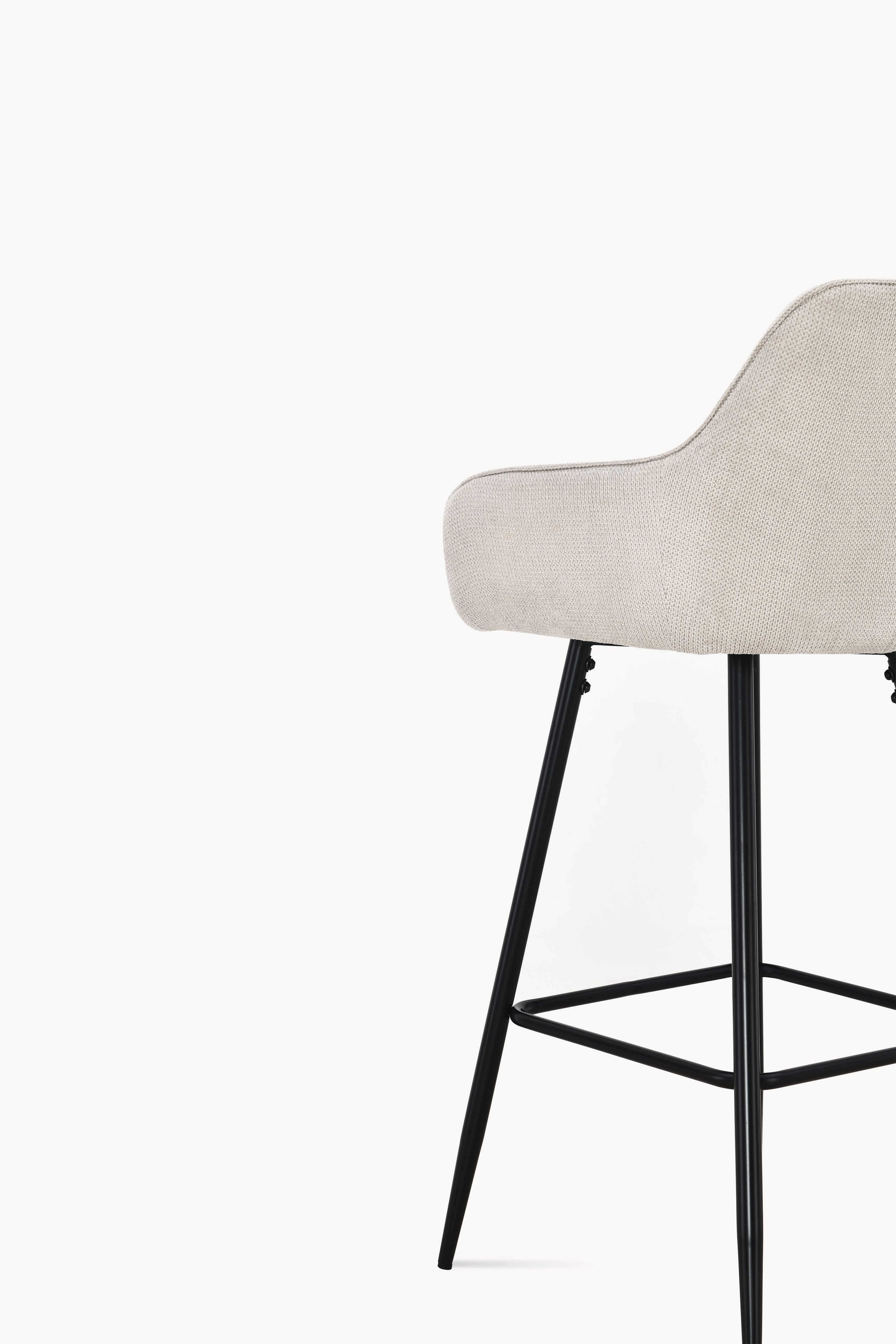 Taburete din material textil Roberto, Set de 2, Bej - Imagine detaliu 8