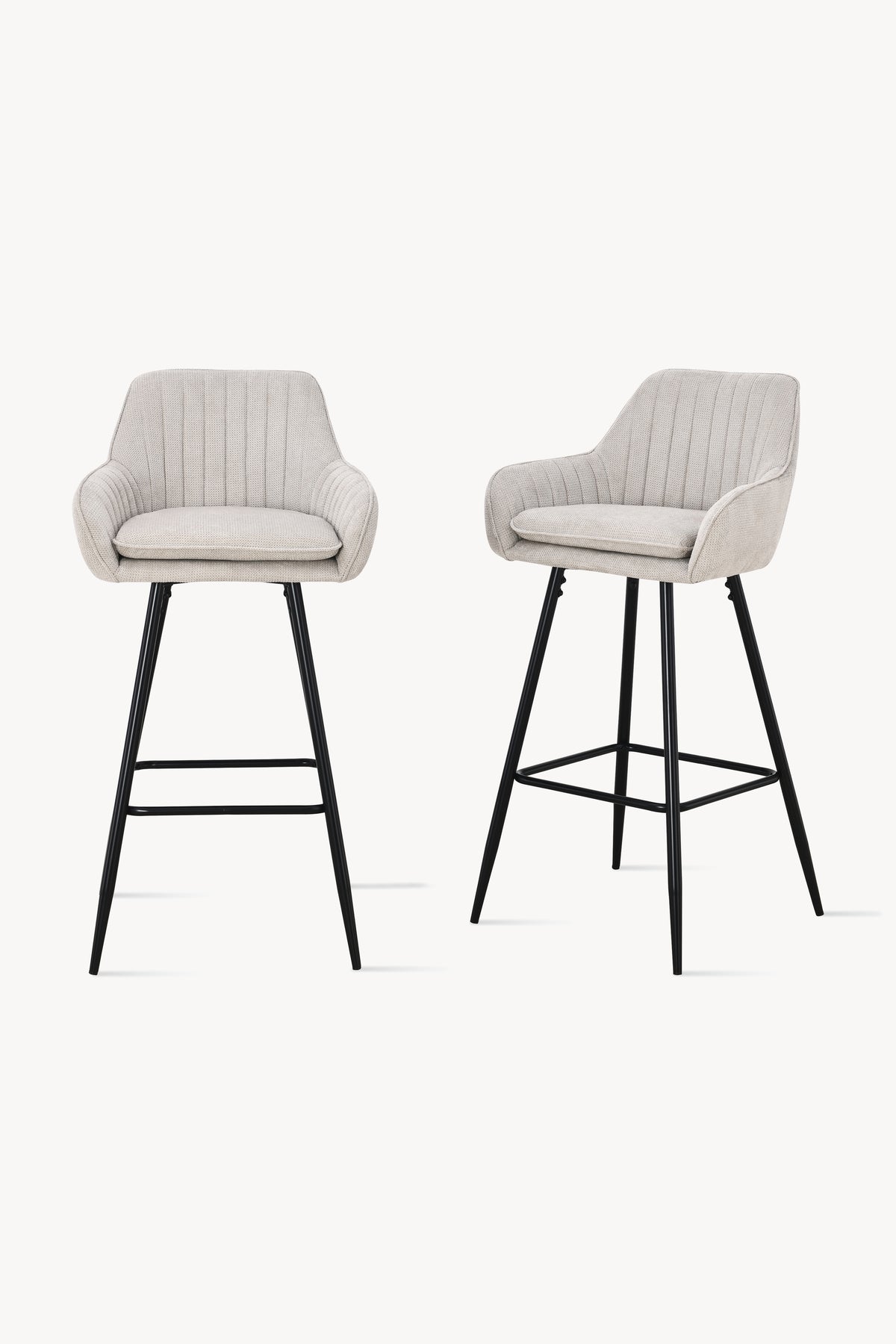 Sgabelli in tessuto Roberto, Set da 2, Beige