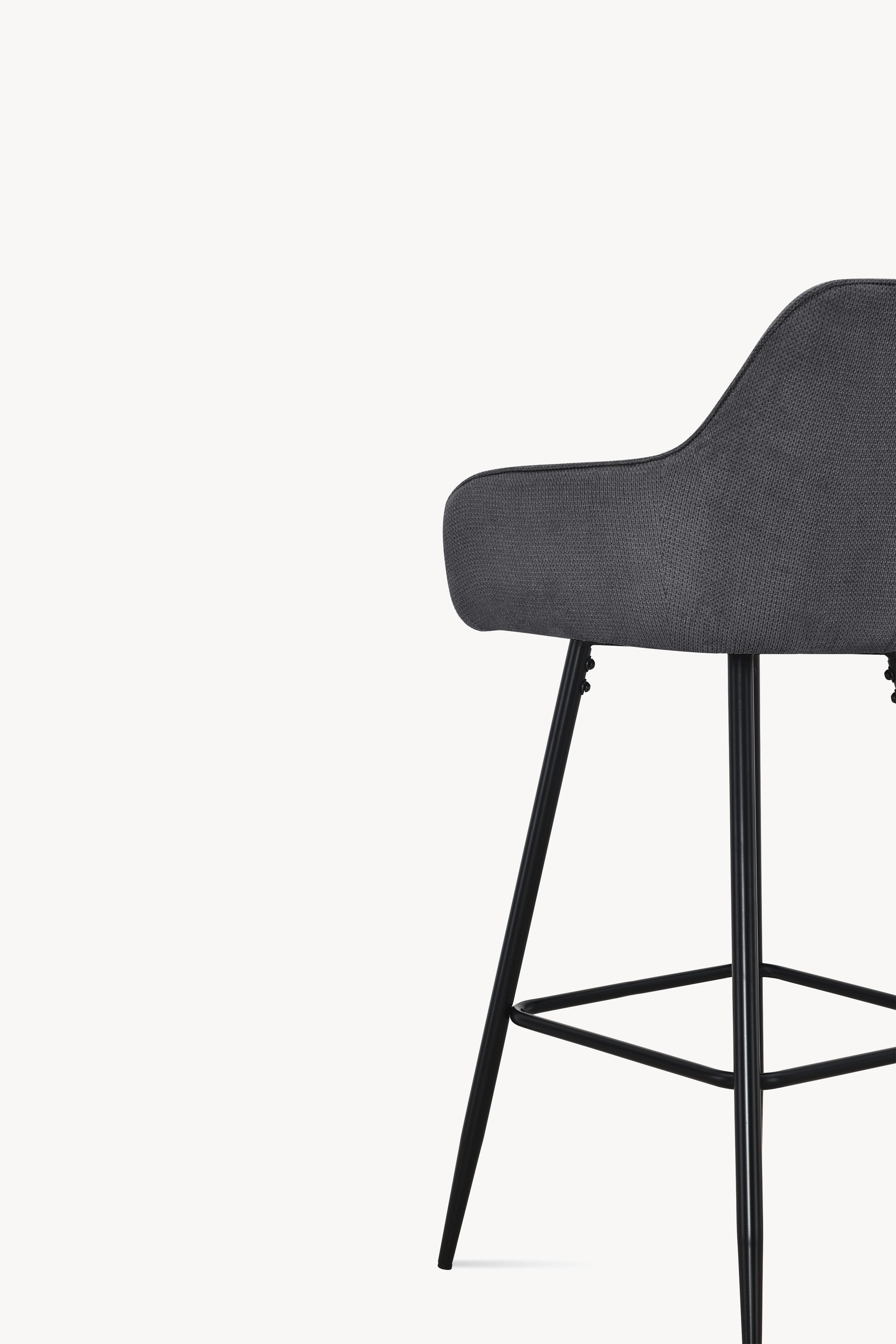 Hocker aus Stoff Roberto, 2er-Set, Dunkelgrau - Detailbild 8