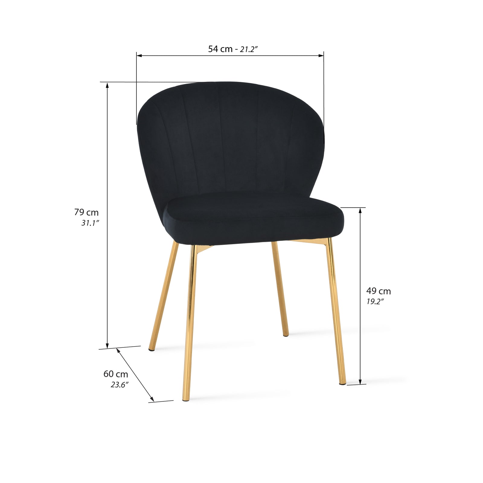 Stühle aus Stoff Revy, 2er-Set, Schwarz - Immagine tecnica 1