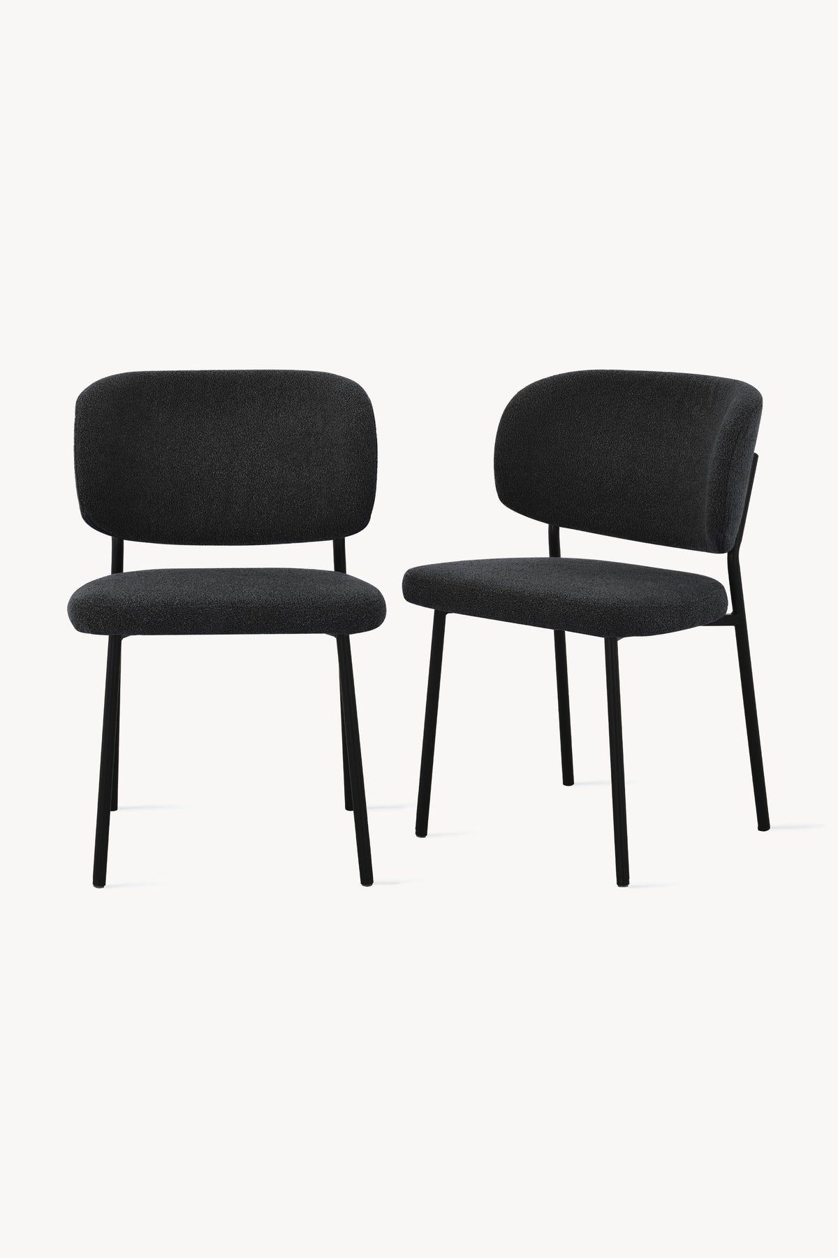 Silvia Fabric Chairs, Set of 2, Dark Grey