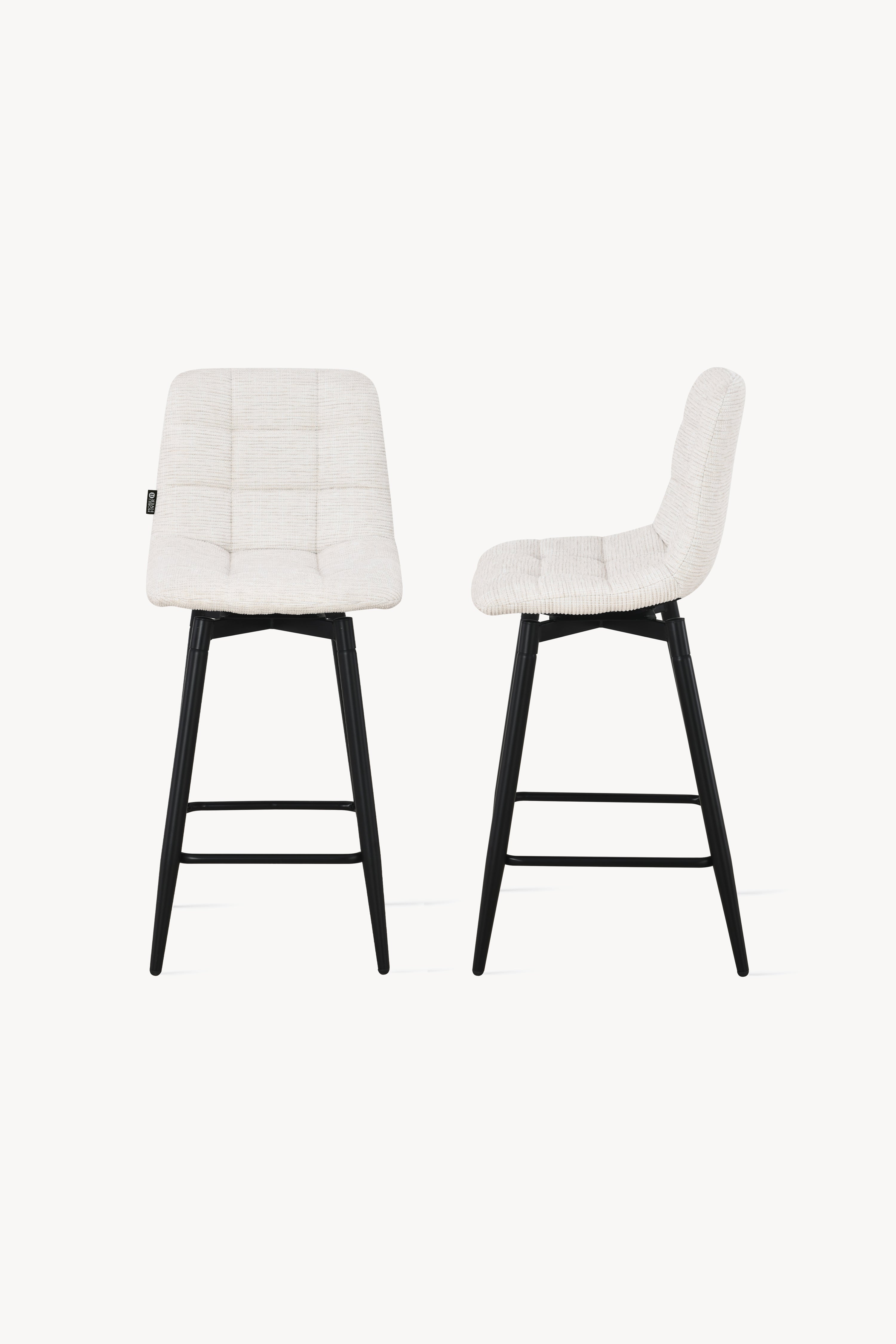 Taburete din material textil Simone, Set de 2, Alb Crem - Imagine detaliu 1