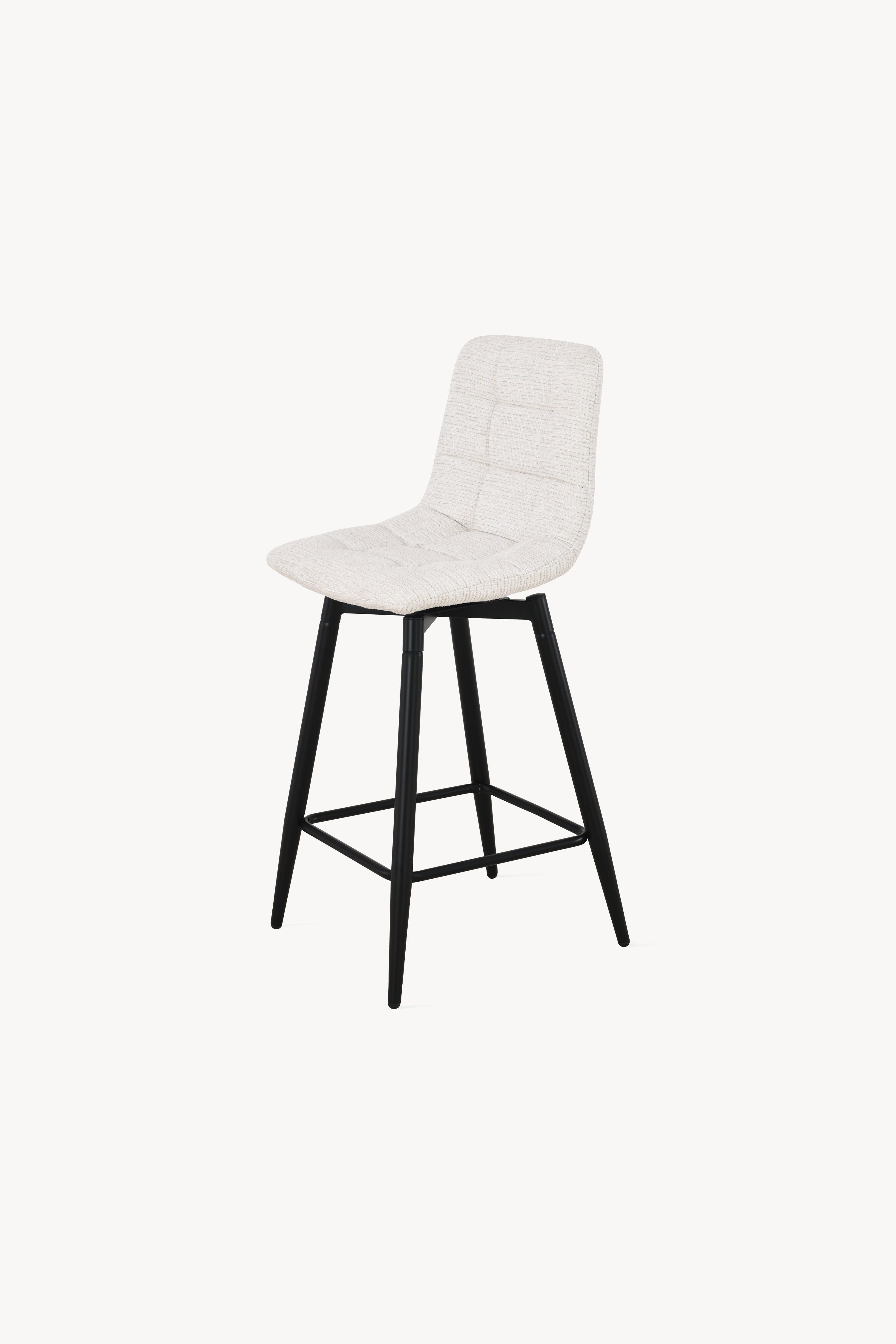 Taburete din material textil Simone, Set de 2, Alb Crem - Imagine detaliu 3