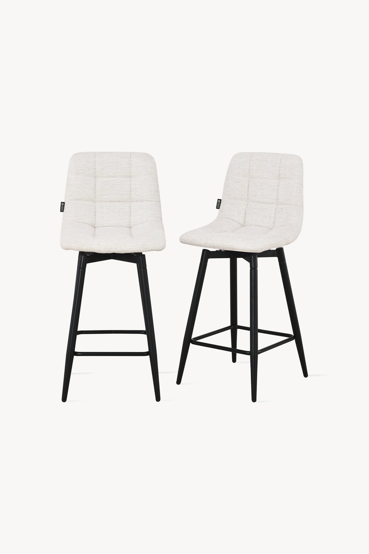 Sgabelli in tessuto Simone, Set da 2, Bianco panna