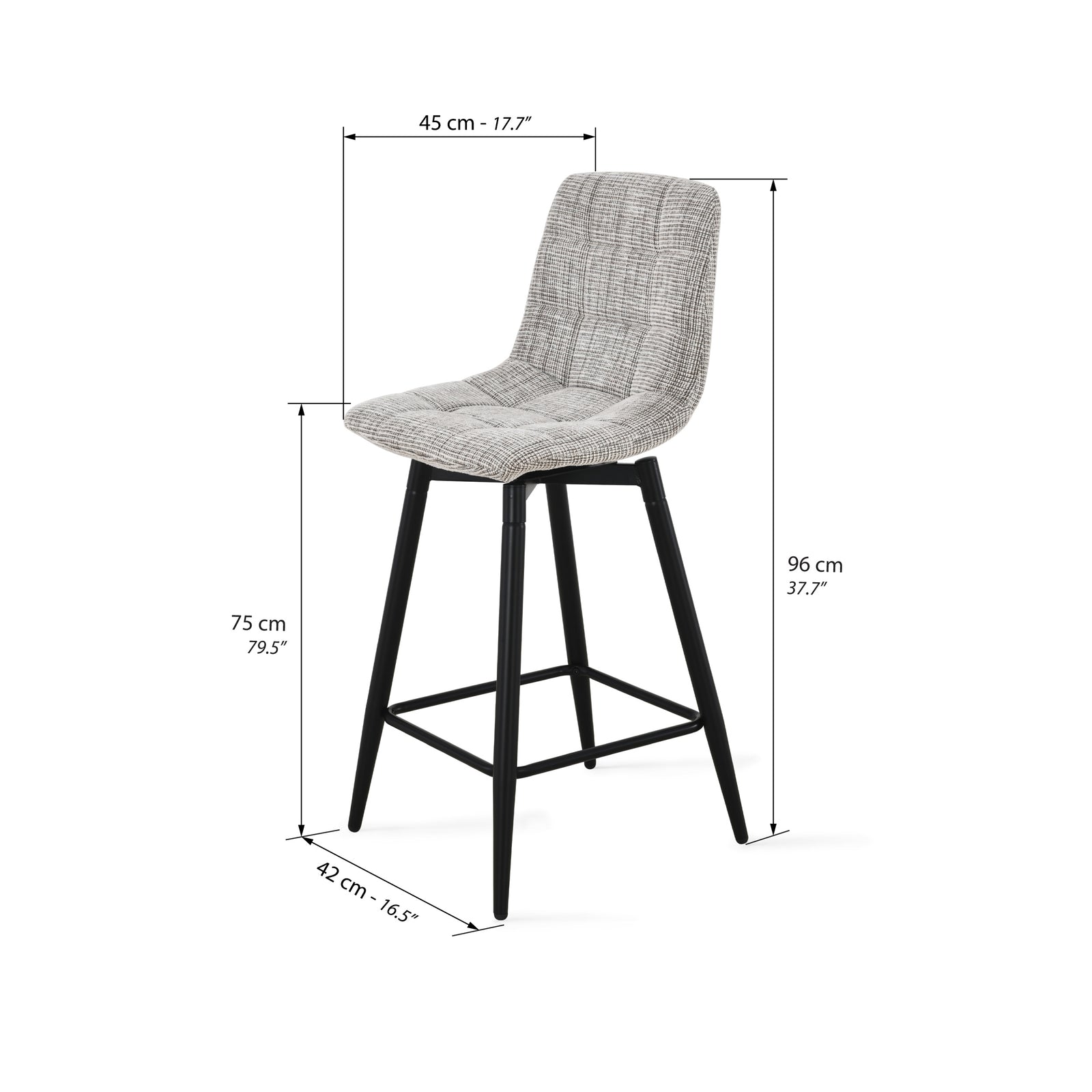 Sgabelli in tessuto Simone, Set da 2, Bianco e Marrone - Immagine tecnica 1