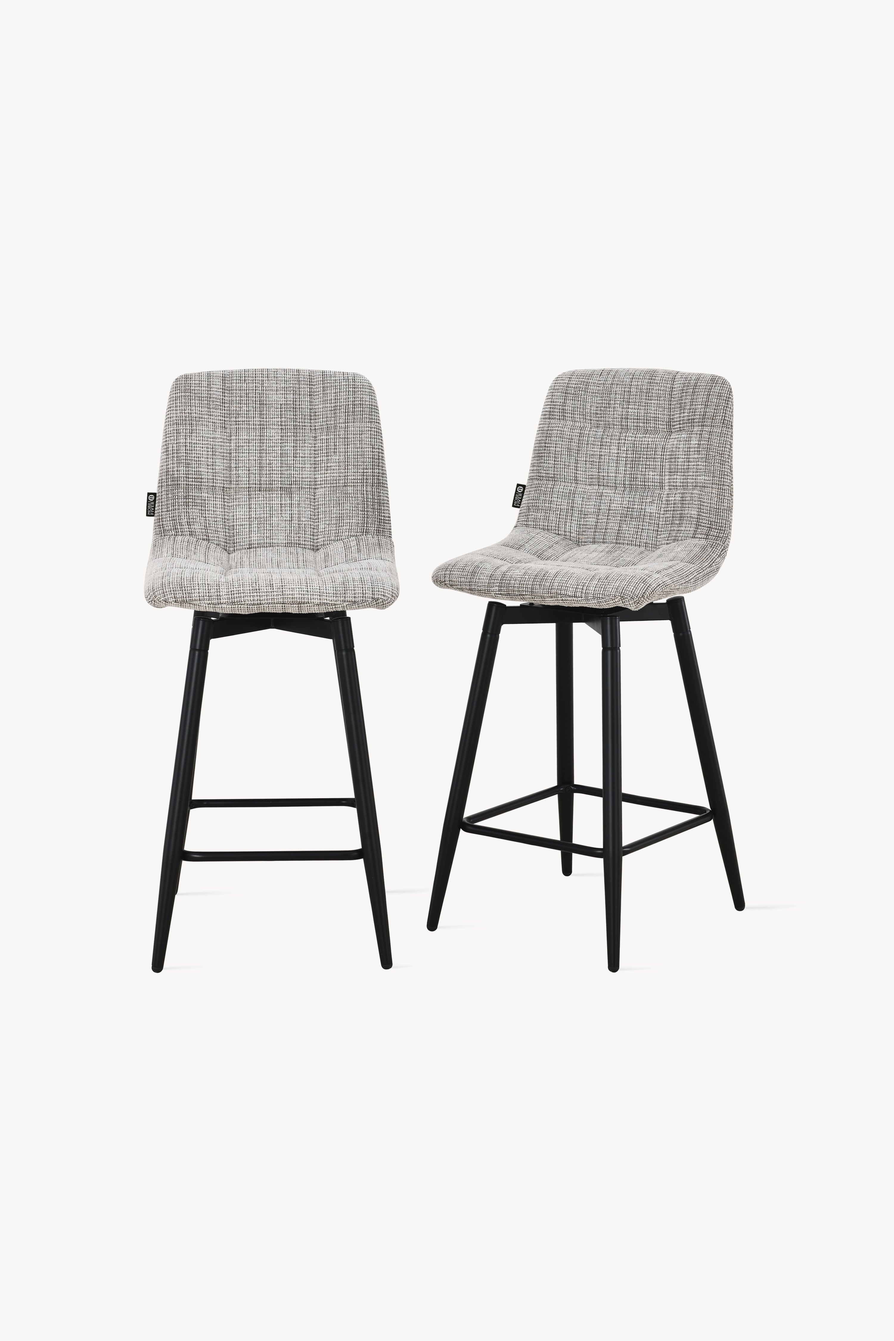 Tabourets en tissu Simone, Lot de 2, Blanc et Marron