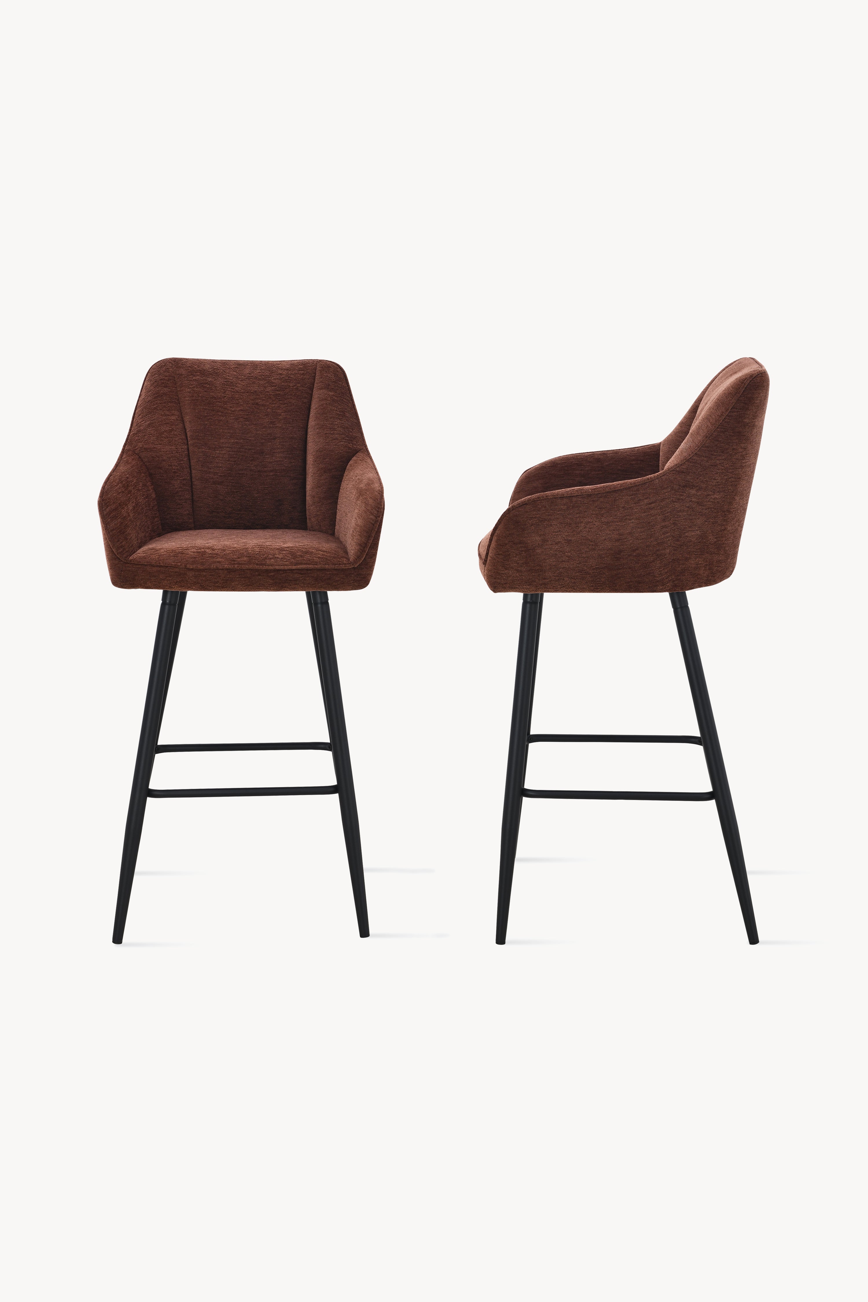 Taburete din material textil Thomas, Set de 2, Maro - Imagine detaliu 3