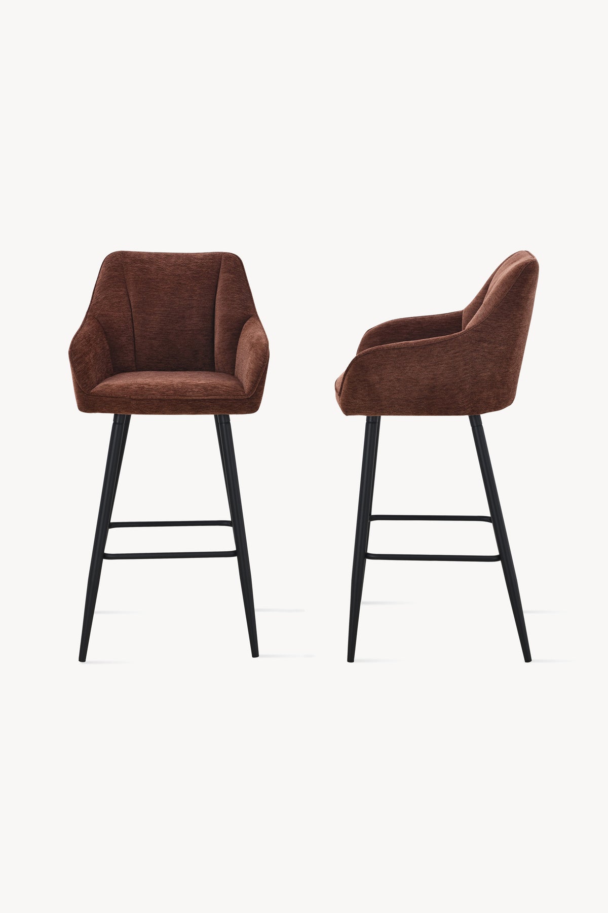 Tabourets en tissu Thomas, Lot de 2, Marron - Image de détail 3