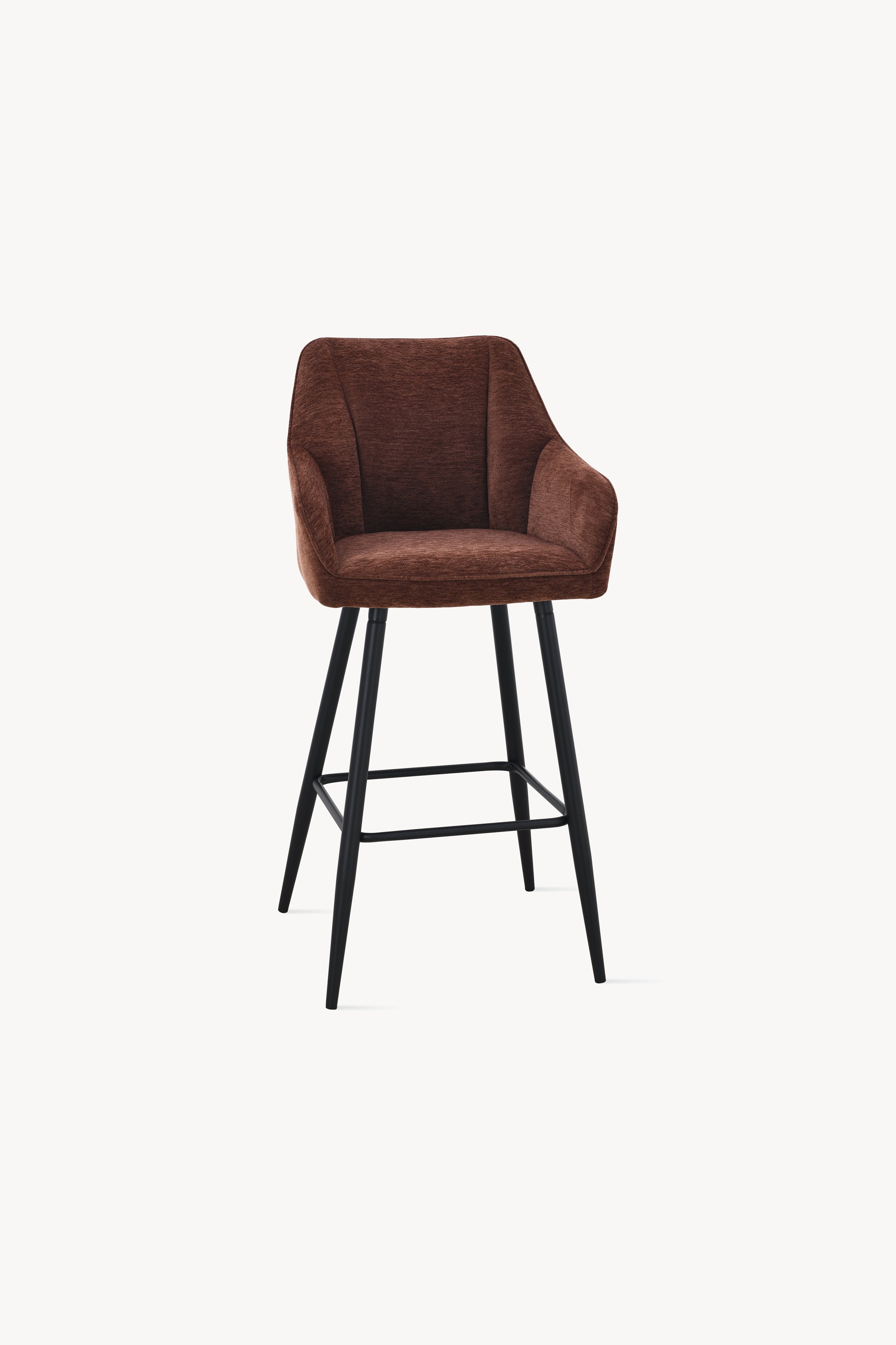 Tabourets en tissu Thomas, Lot de 2, Marron