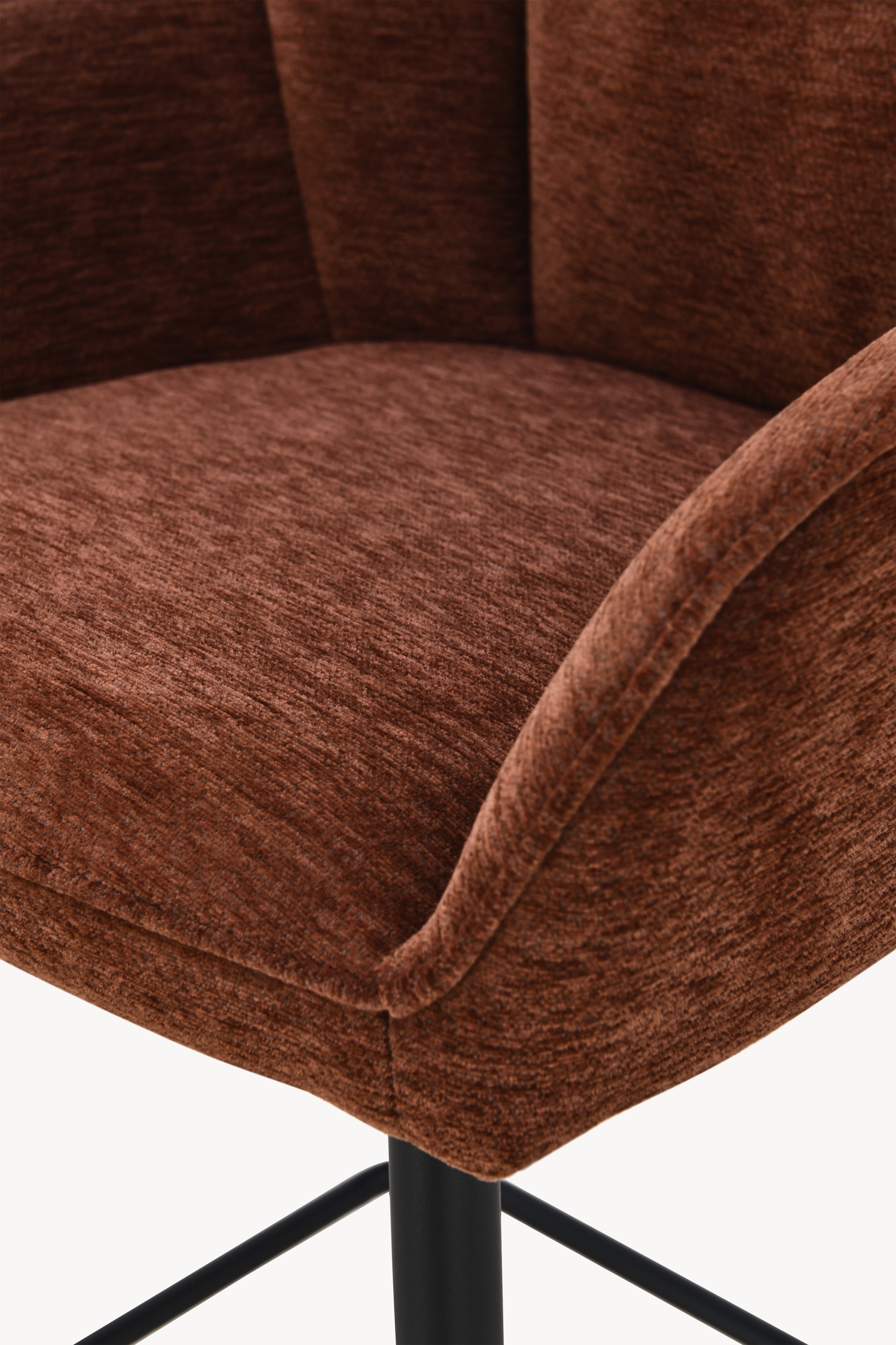 Taburete din material textil Thomas, Set de 2, Maro - Imagine detaliu 4