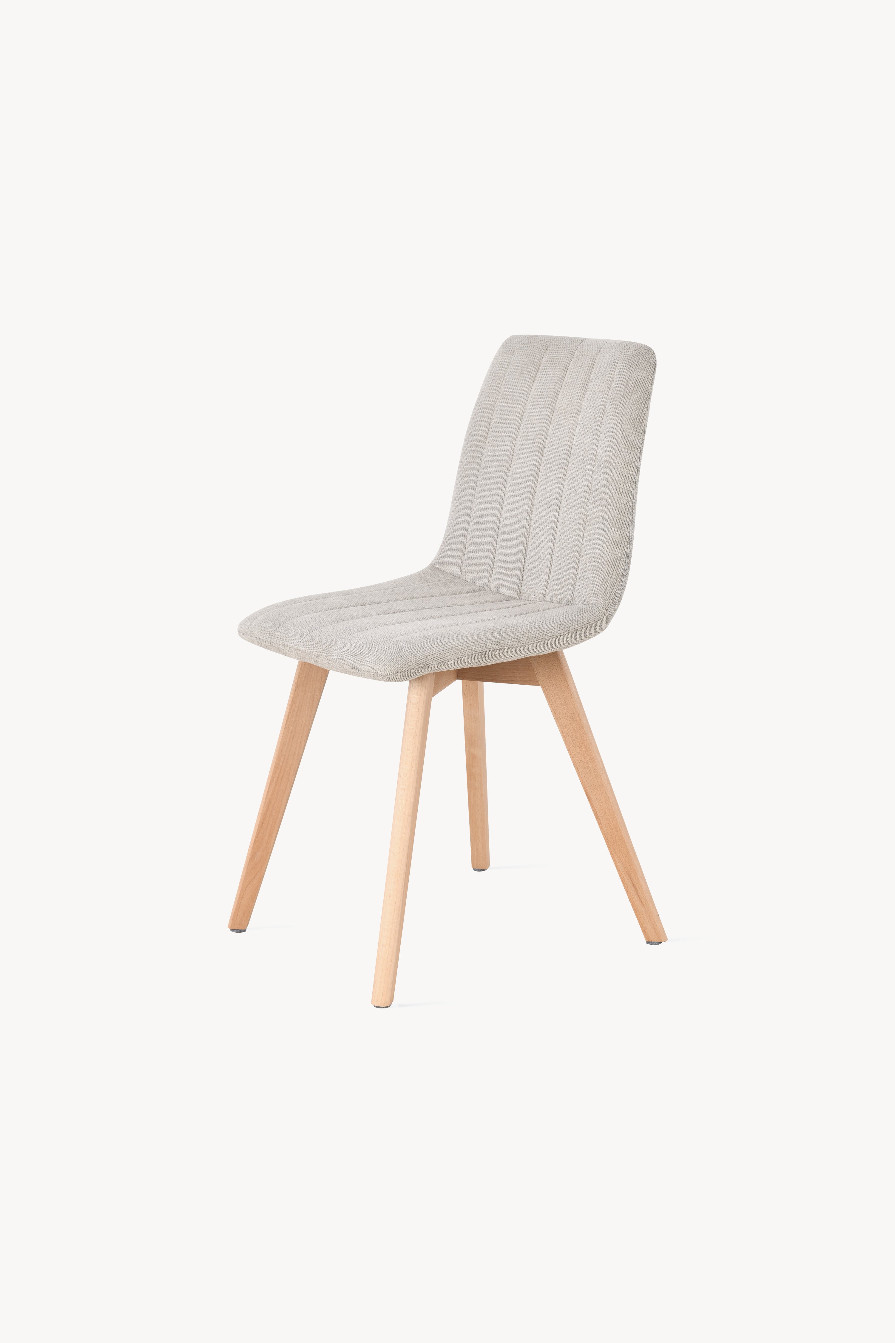 Sedie in tessuto Vera, Set da 2, Beige con gambe in legno - Immagine dettaglio 4