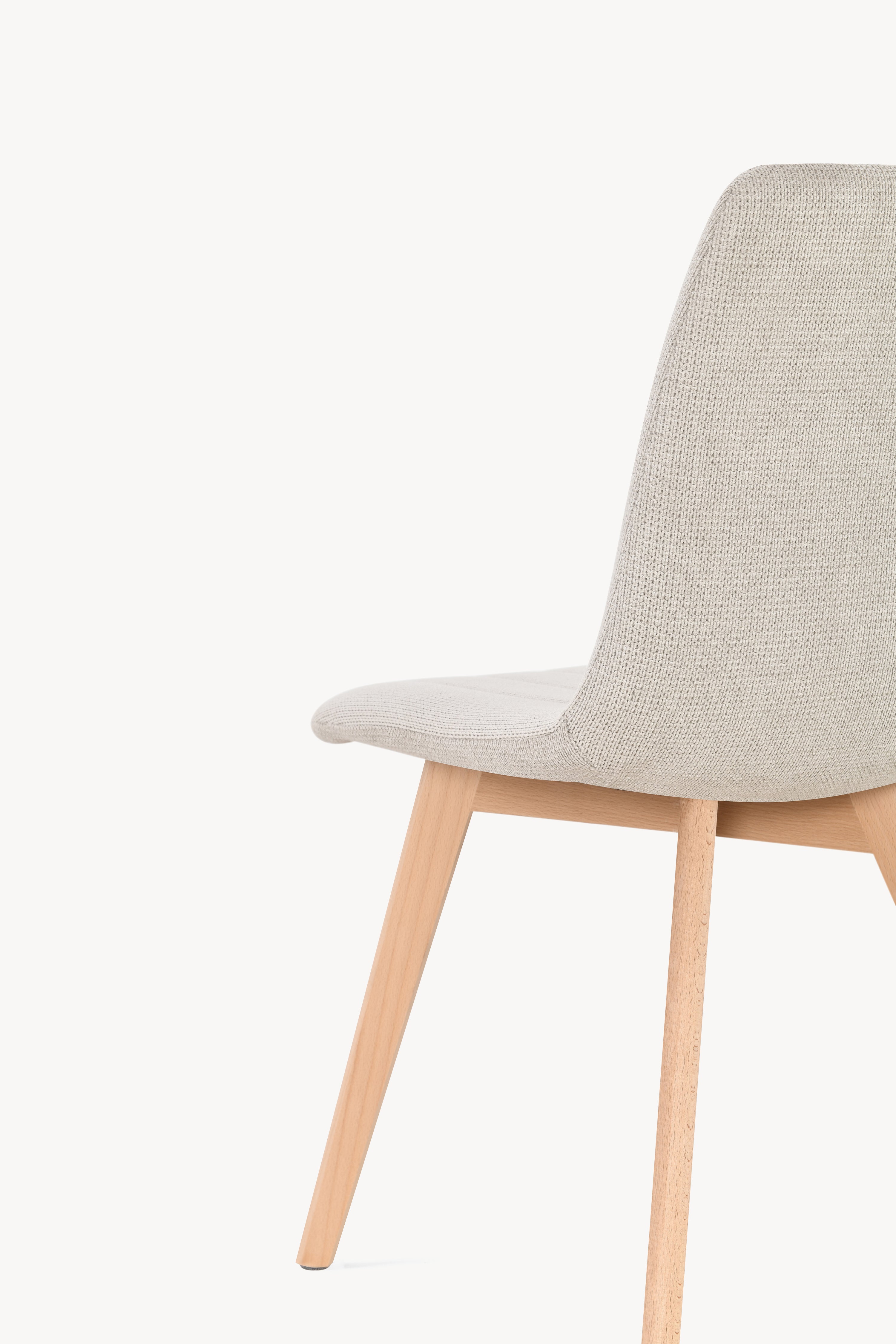 Sedie in tessuto Vera, Set da 2, Beige con gambe in legno - Immagine dettaglio 12