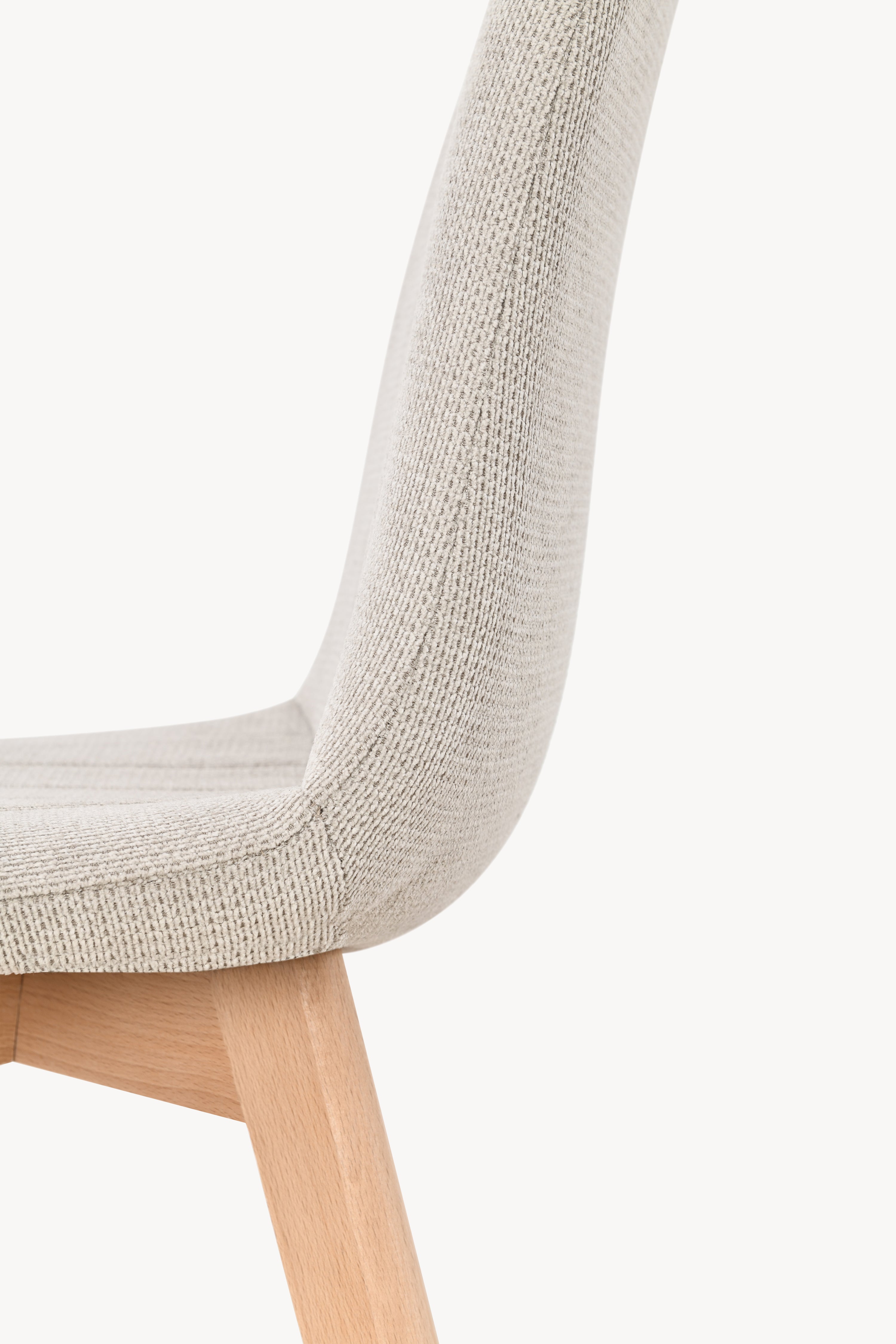 Sedie in tessuto Vera, Set da 2, Beige con gambe in legno - Immagine dettaglio 3