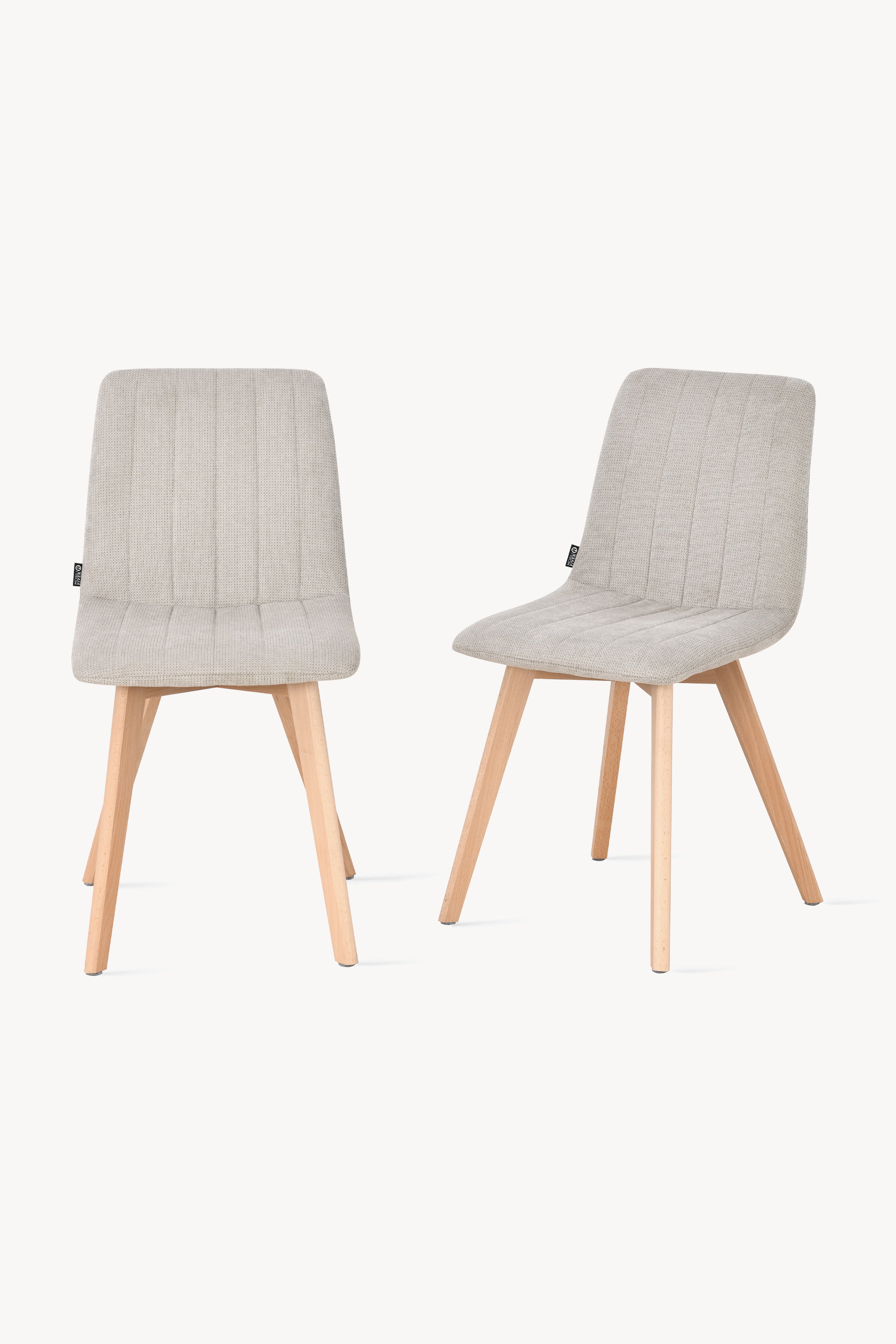 Sedie in tessuto Vera, Set da 2, Beige con gambe in legno - Immagine principale