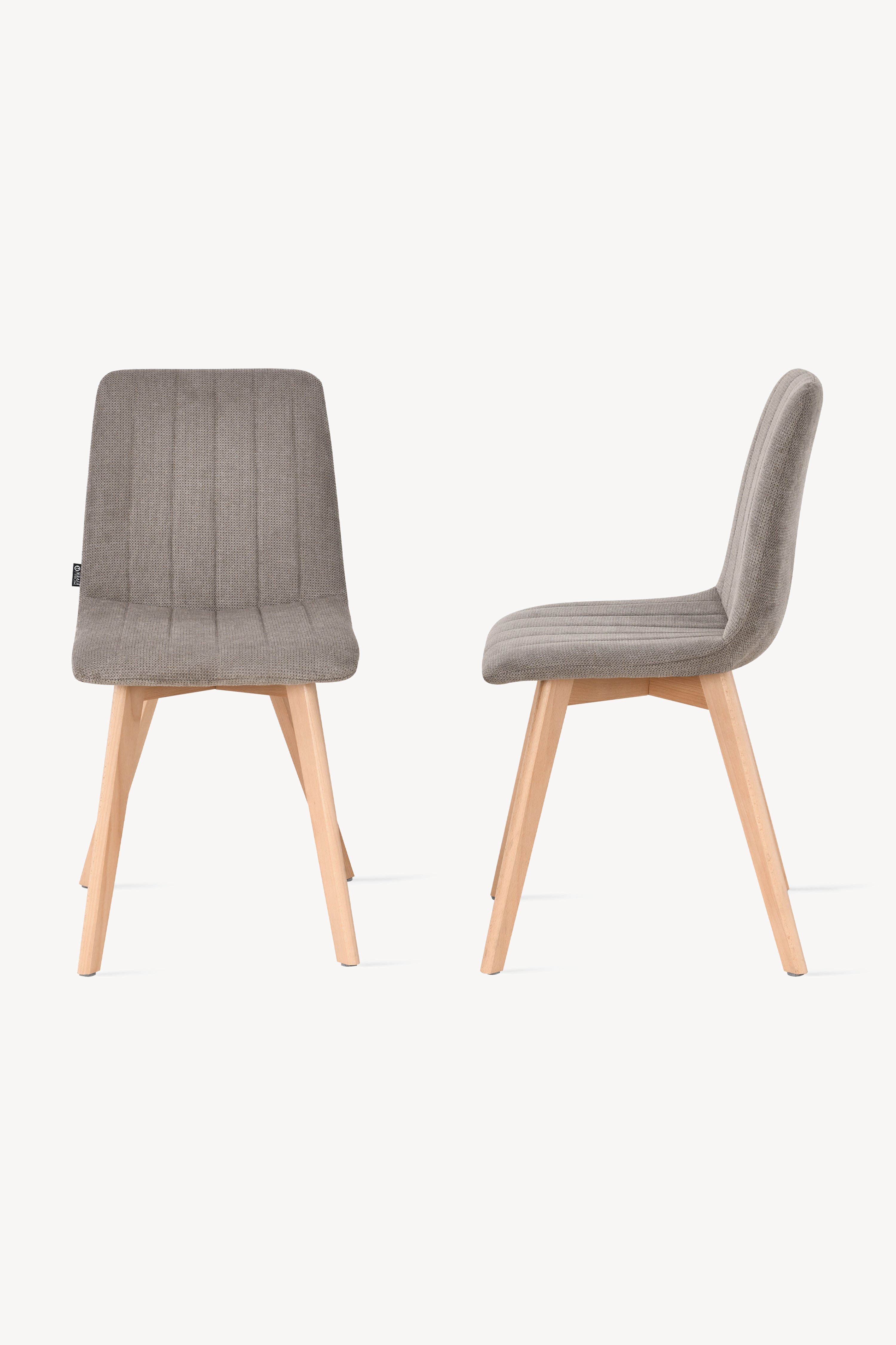 Sedie in tessuto Vera, Set da 2, Beige Scuro con gambe in legno - Immagine dettaglio 2
