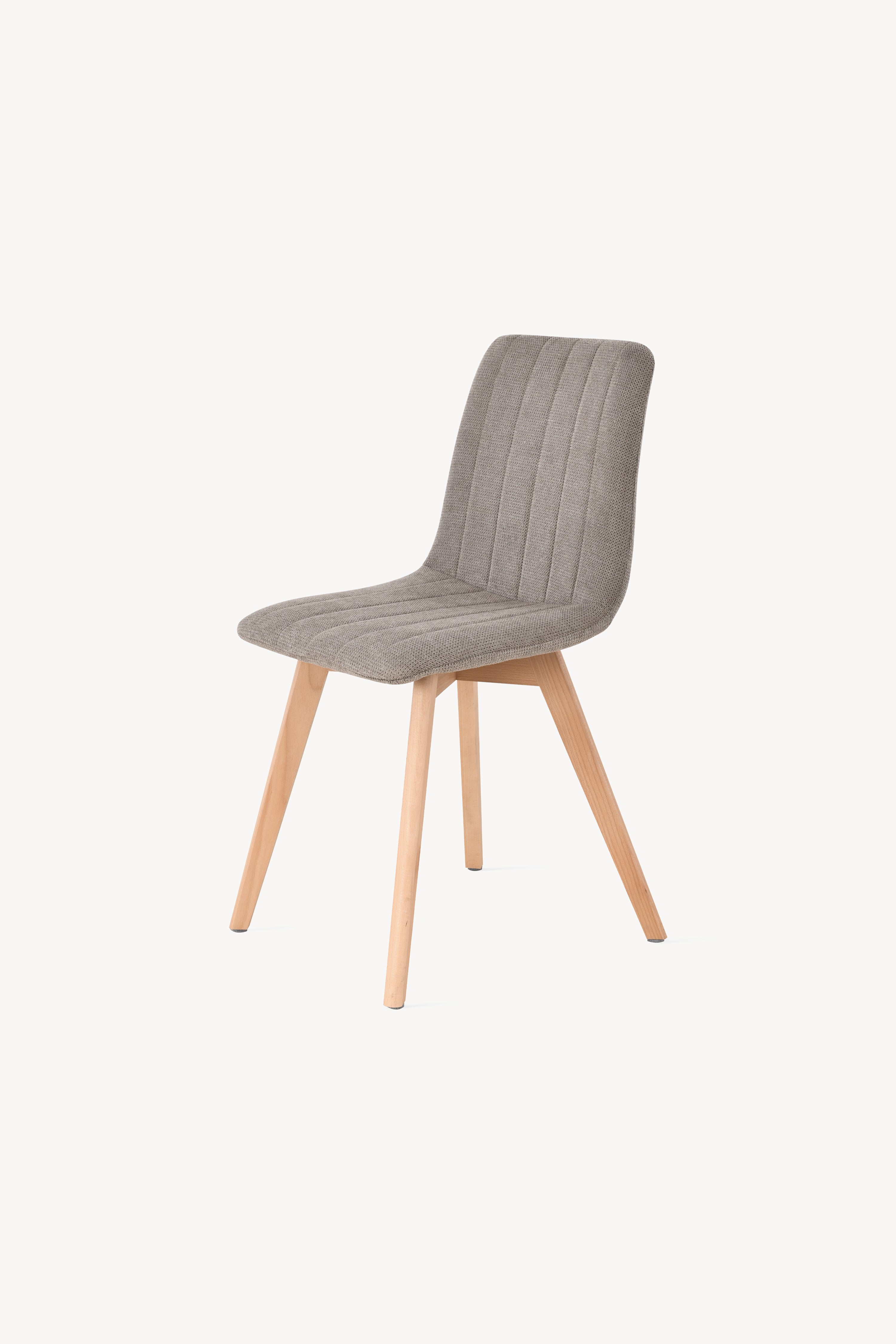 Sedie in tessuto Vera, Set da 2, Beige Scuro con gambe in legno - Immagine dettaglio 7