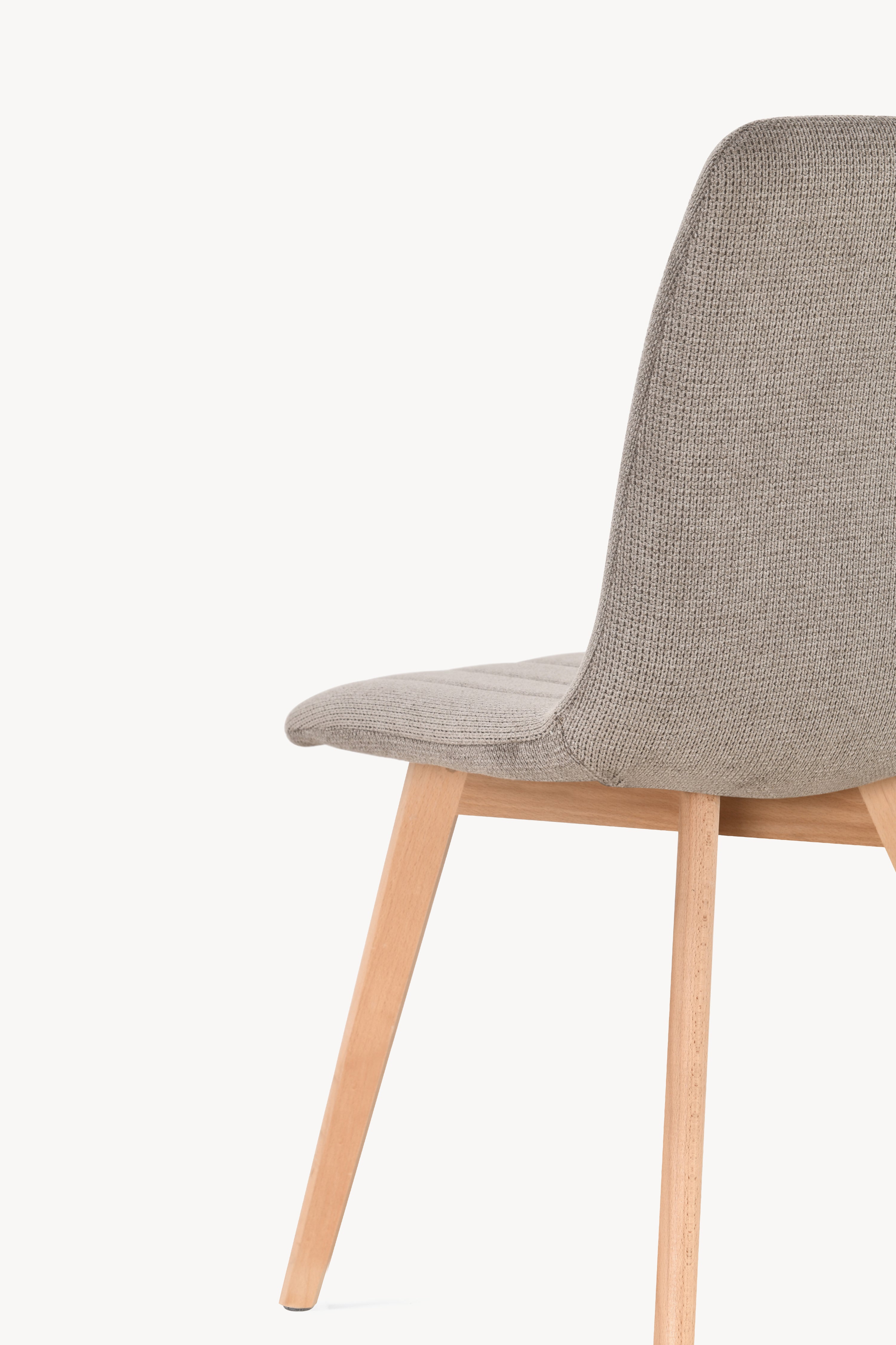 Sedie in tessuto Vera, Set da 2, Beige Scuro con gambe in legno - Immagine dettaglio 10