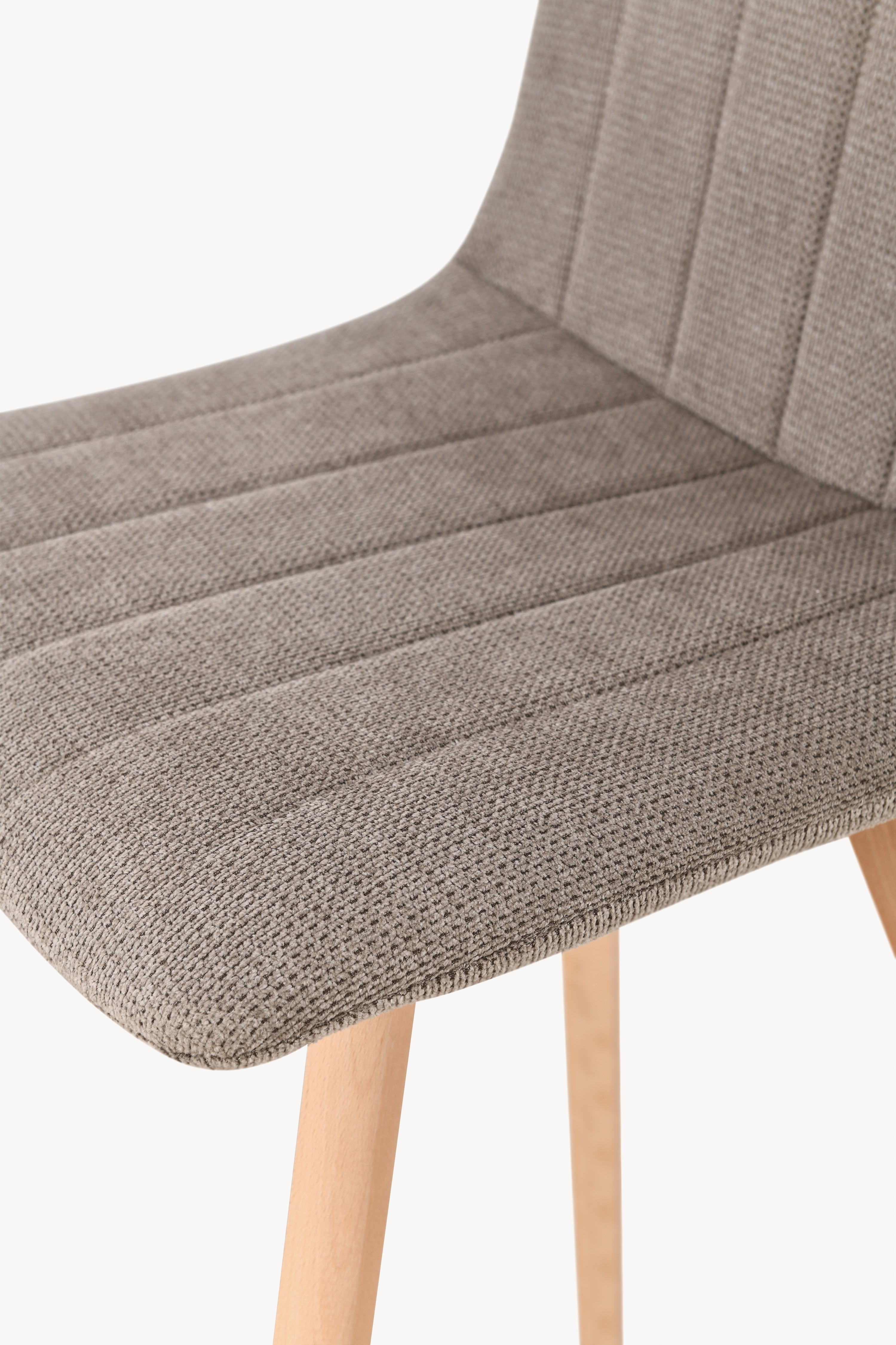 Sedie in tessuto Vera, Set da 2, Beige Scuro con gambe in legno - Immagine dettaglio 13