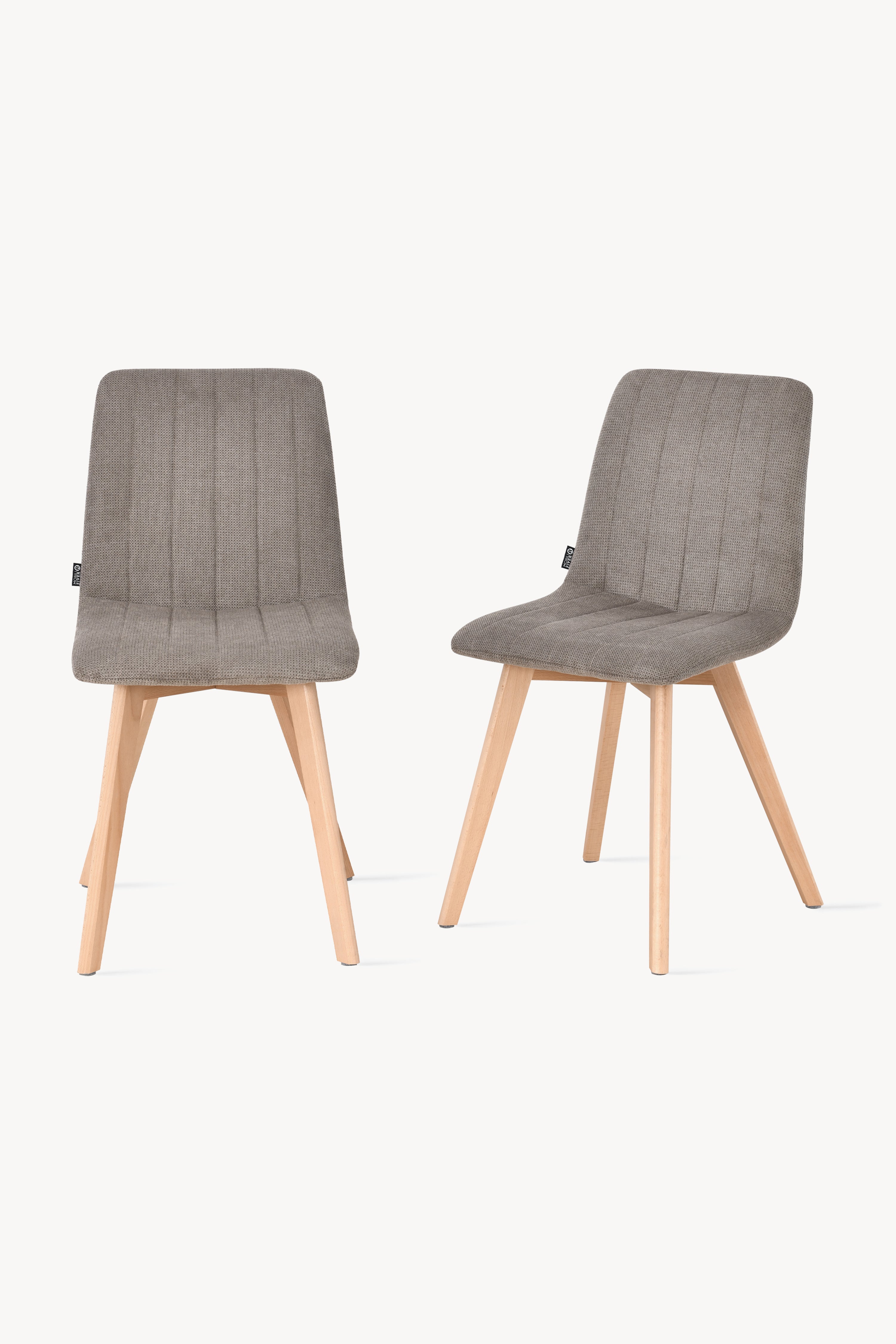 Sedie in tessuto Vera, Set da 2, Beige Scuro con gambe in legno - Immagine principale