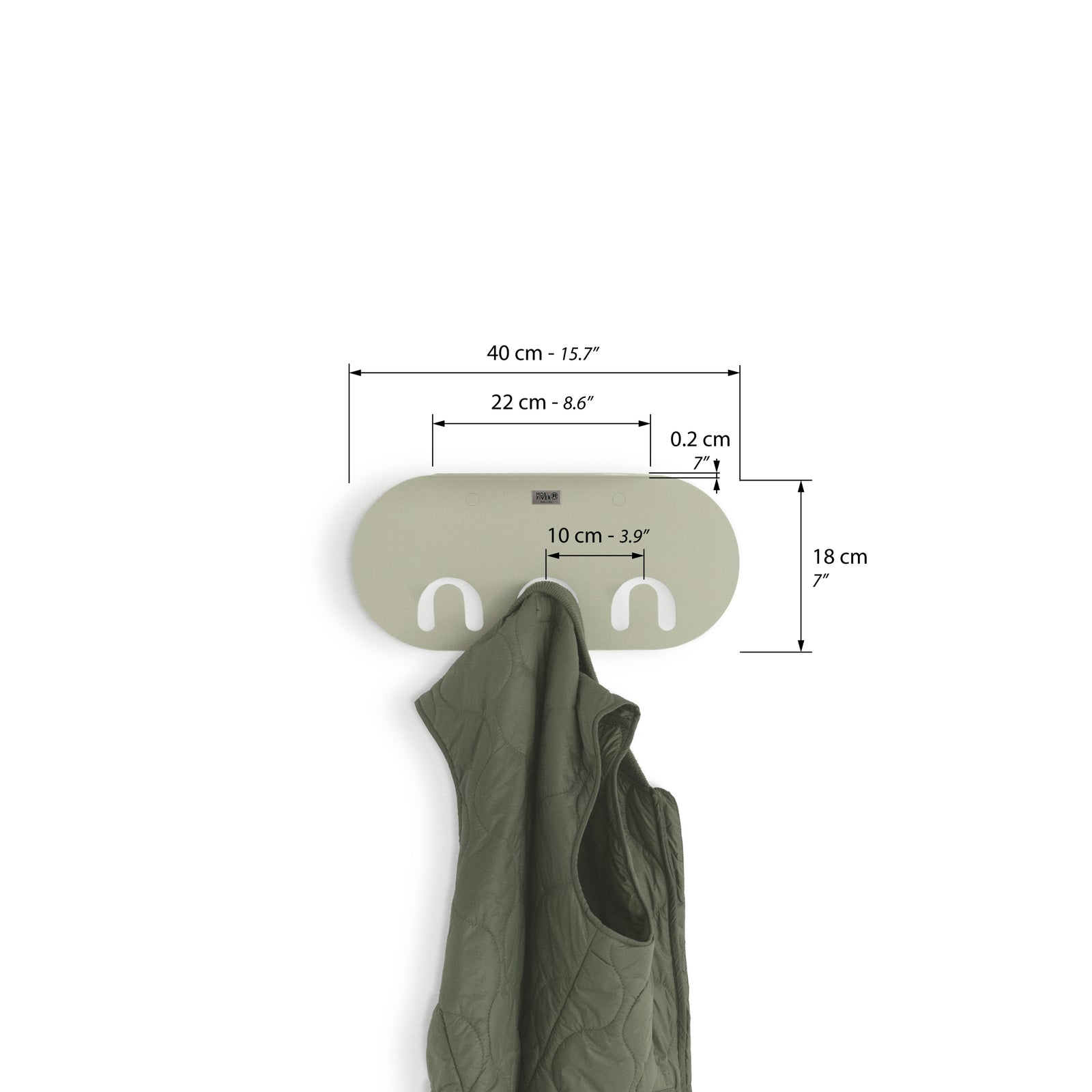 Porte-manteau mural en métal Camilla, 40 cm, Beige - Immagine tecnica 1