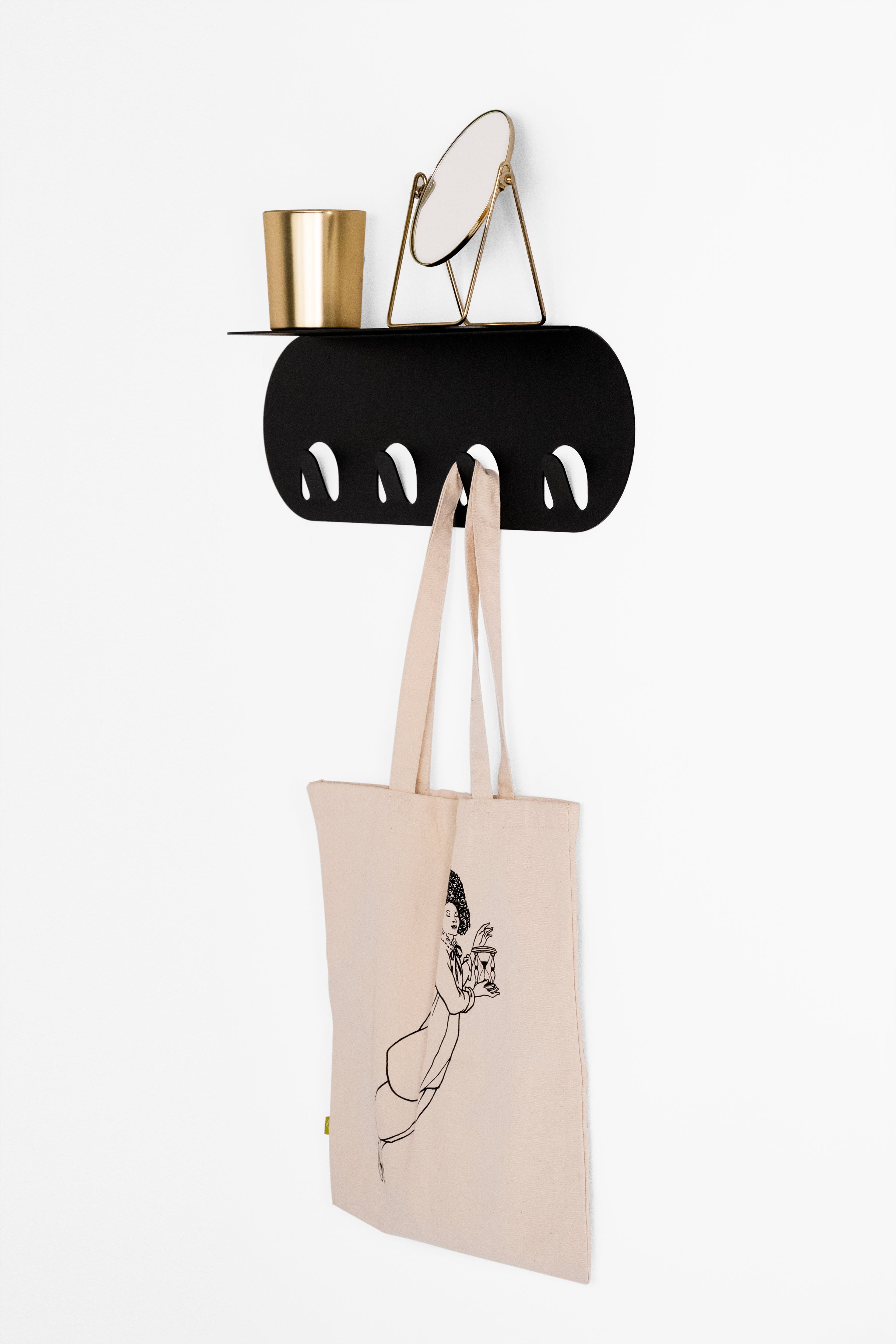 Wall-mounted metal coat rack Camilla, 60 cm, Black - Detail image 1