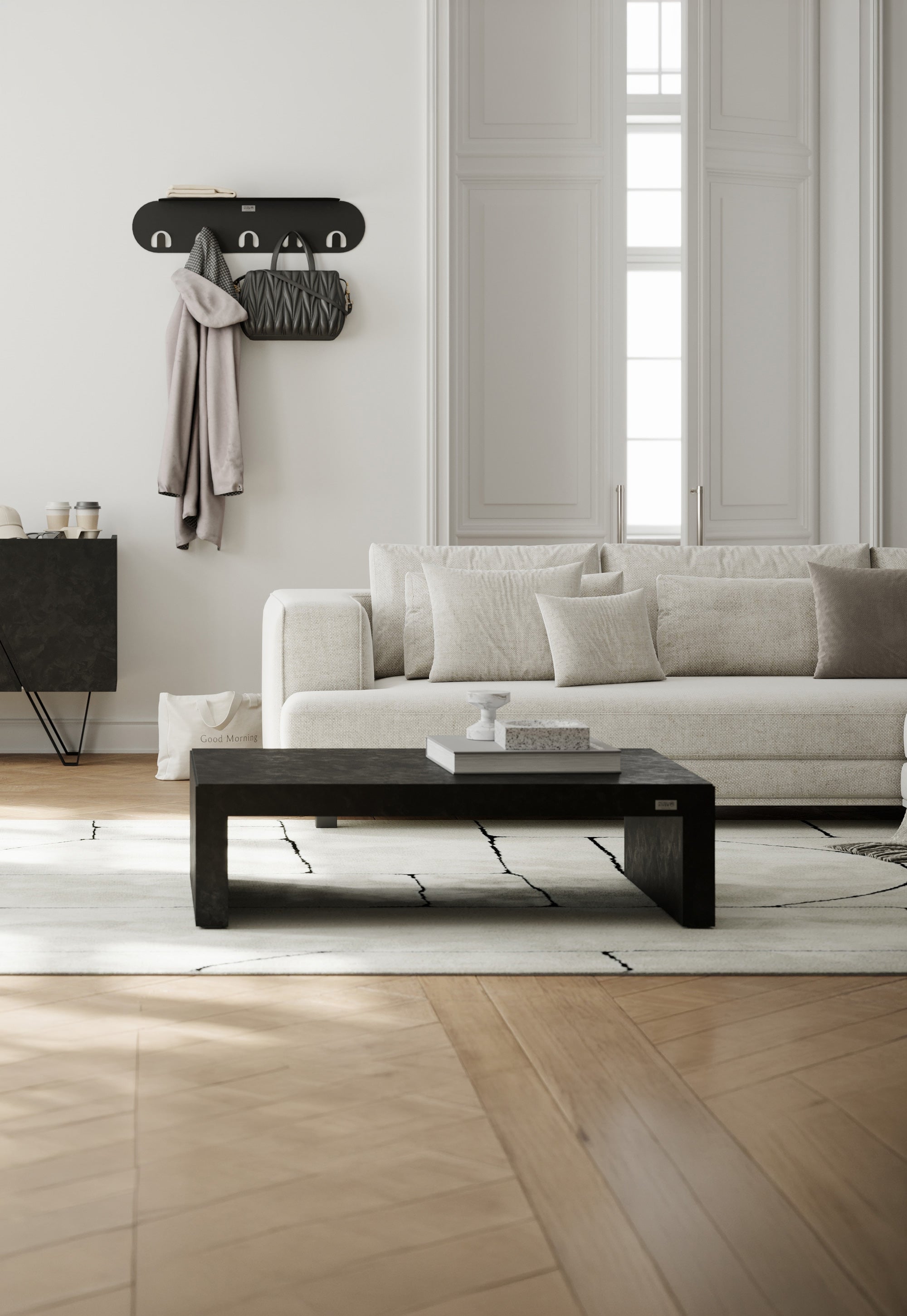 Appendiabiti da parete in metallo Camilla, 80 cm, Verde Olivia - gallery 6
