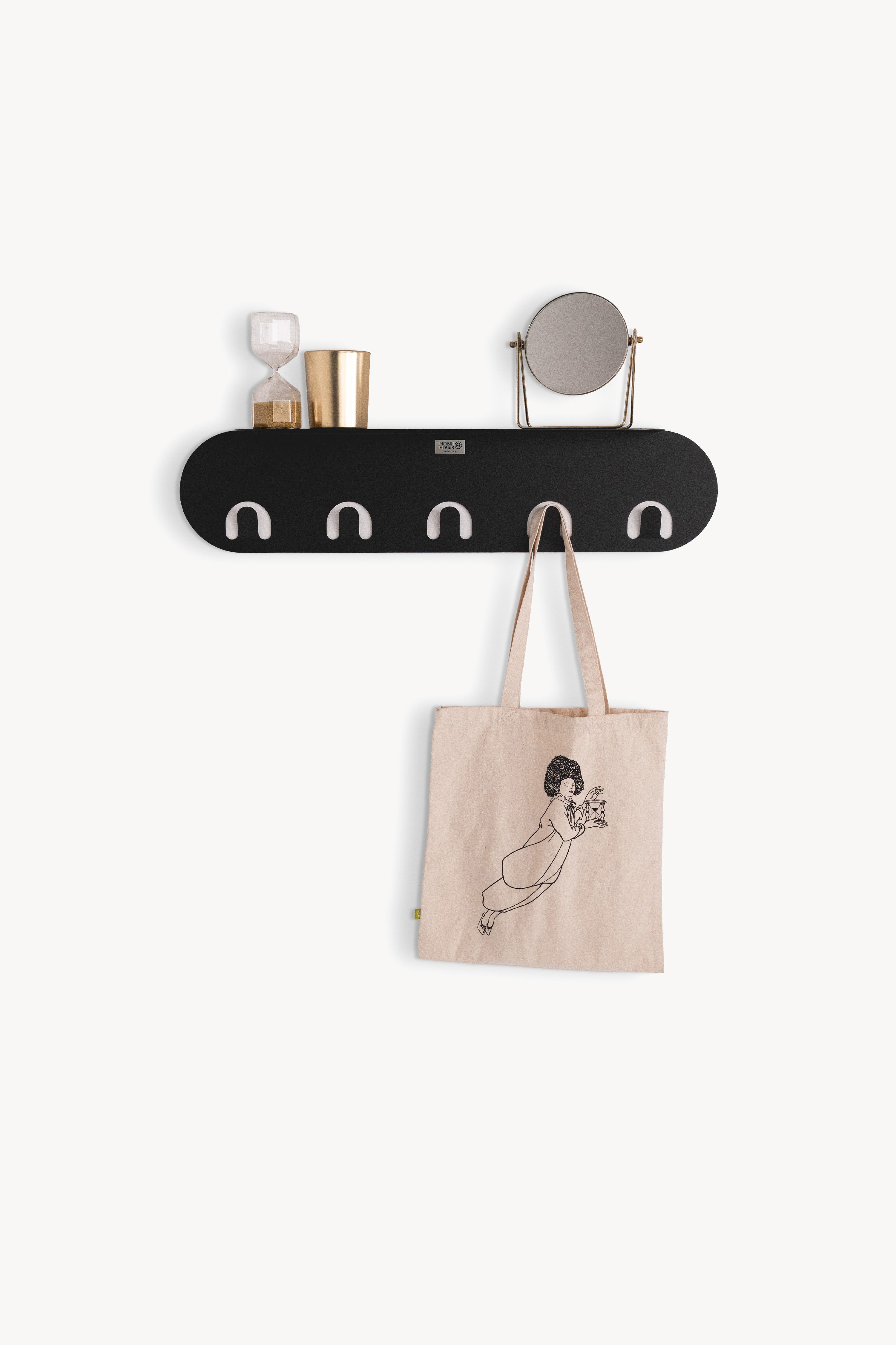 Porte-manteau mural en métal Camilla, 80 cm, Noir - Image principale