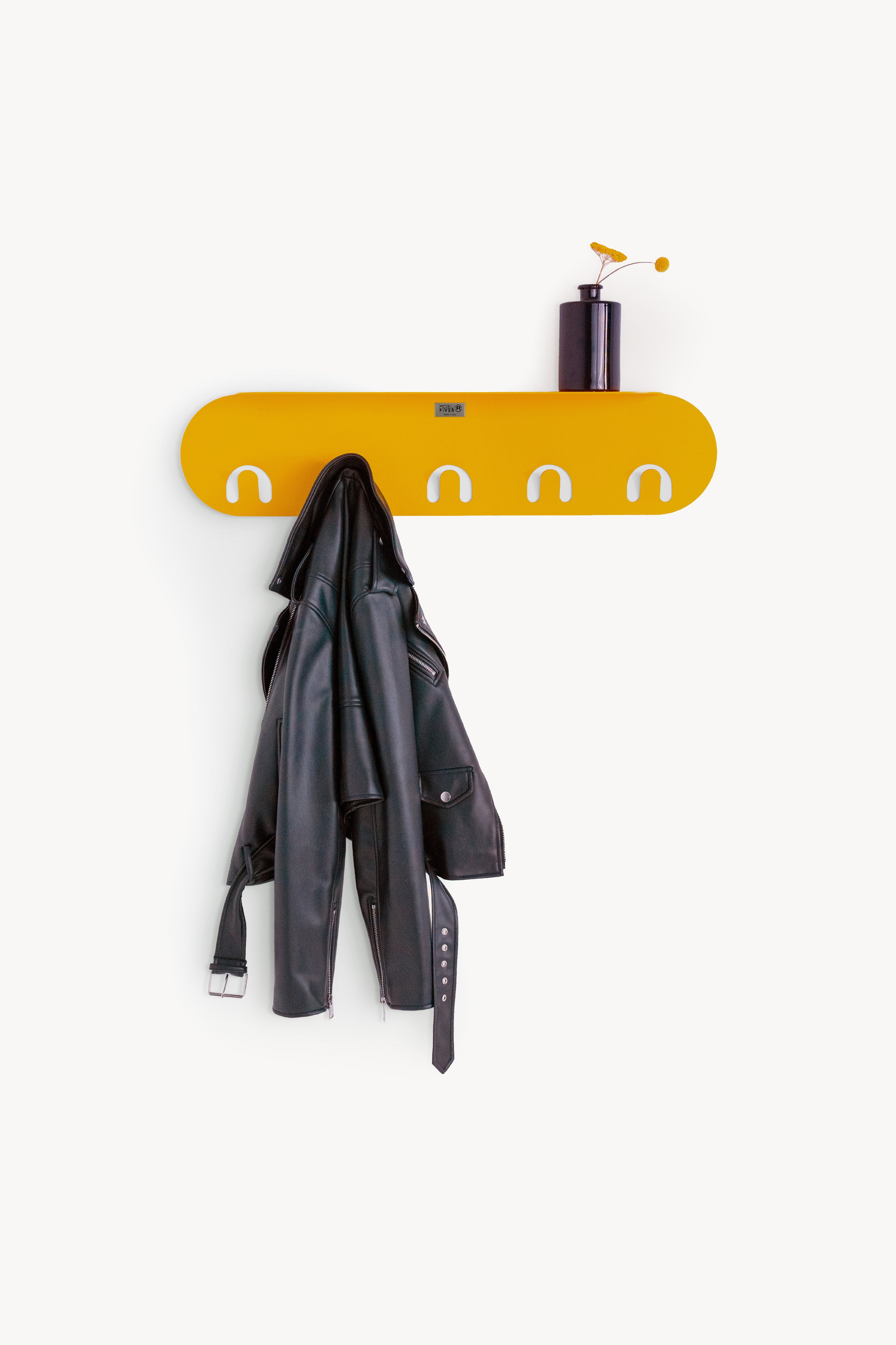 Porte-manteau mural en métal Camilla, 80 cm, Jaune moutarde - Image principale