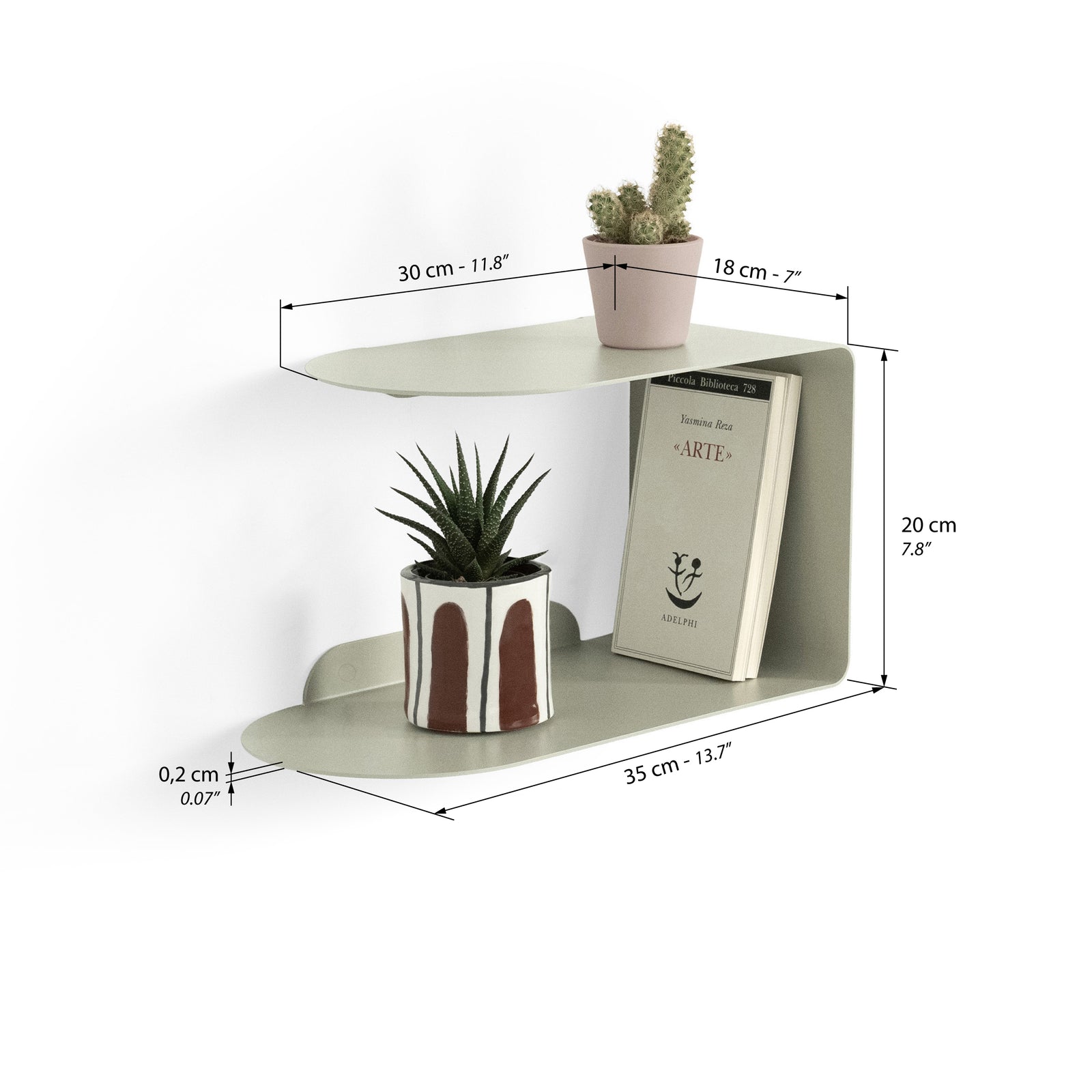Mensola in metallo Camilla a C, 35x18x20 cm, Beige - Immagine tecnica 1