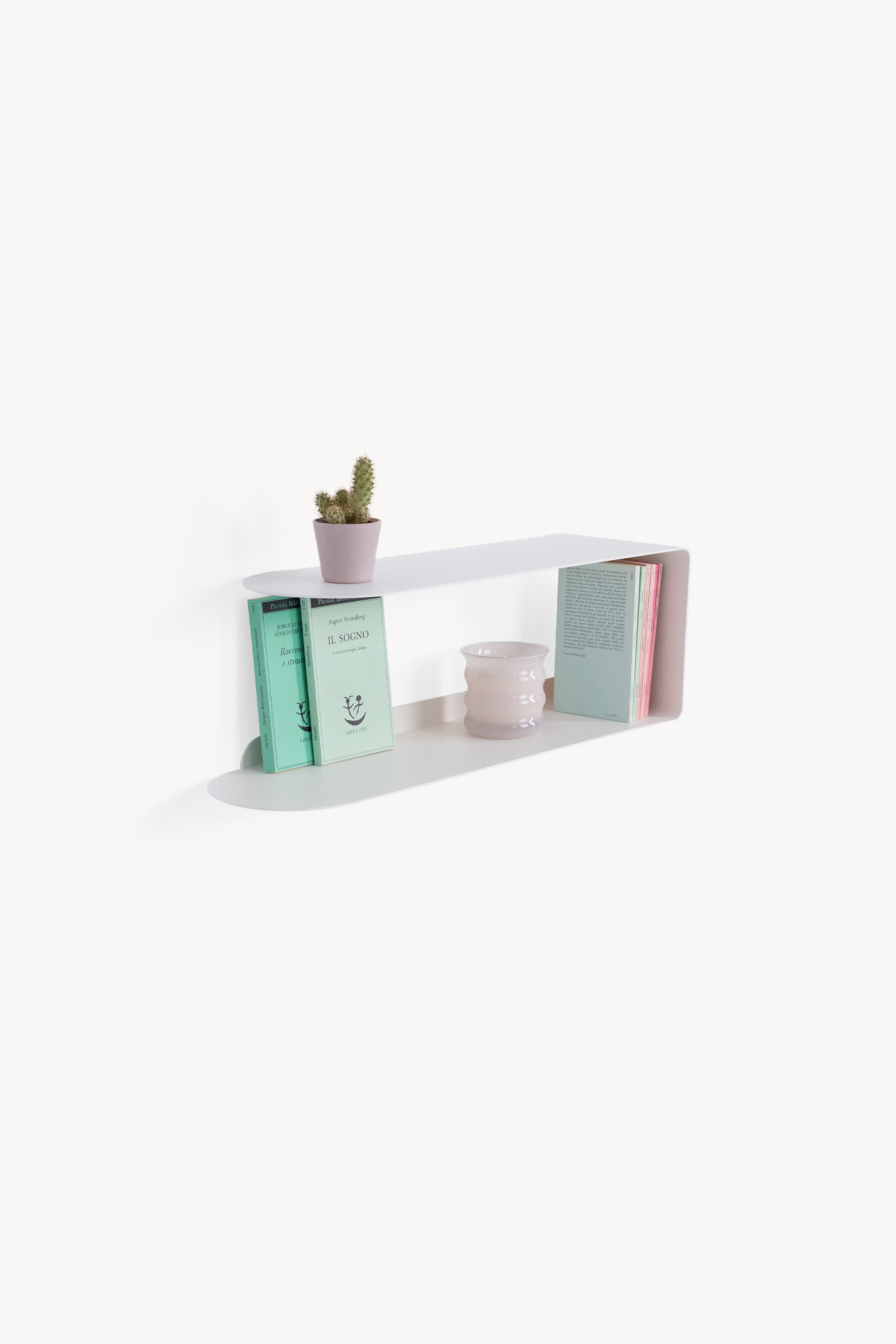 Mensola in metallo Camilla a C, 60x18x20 cm, Bianco