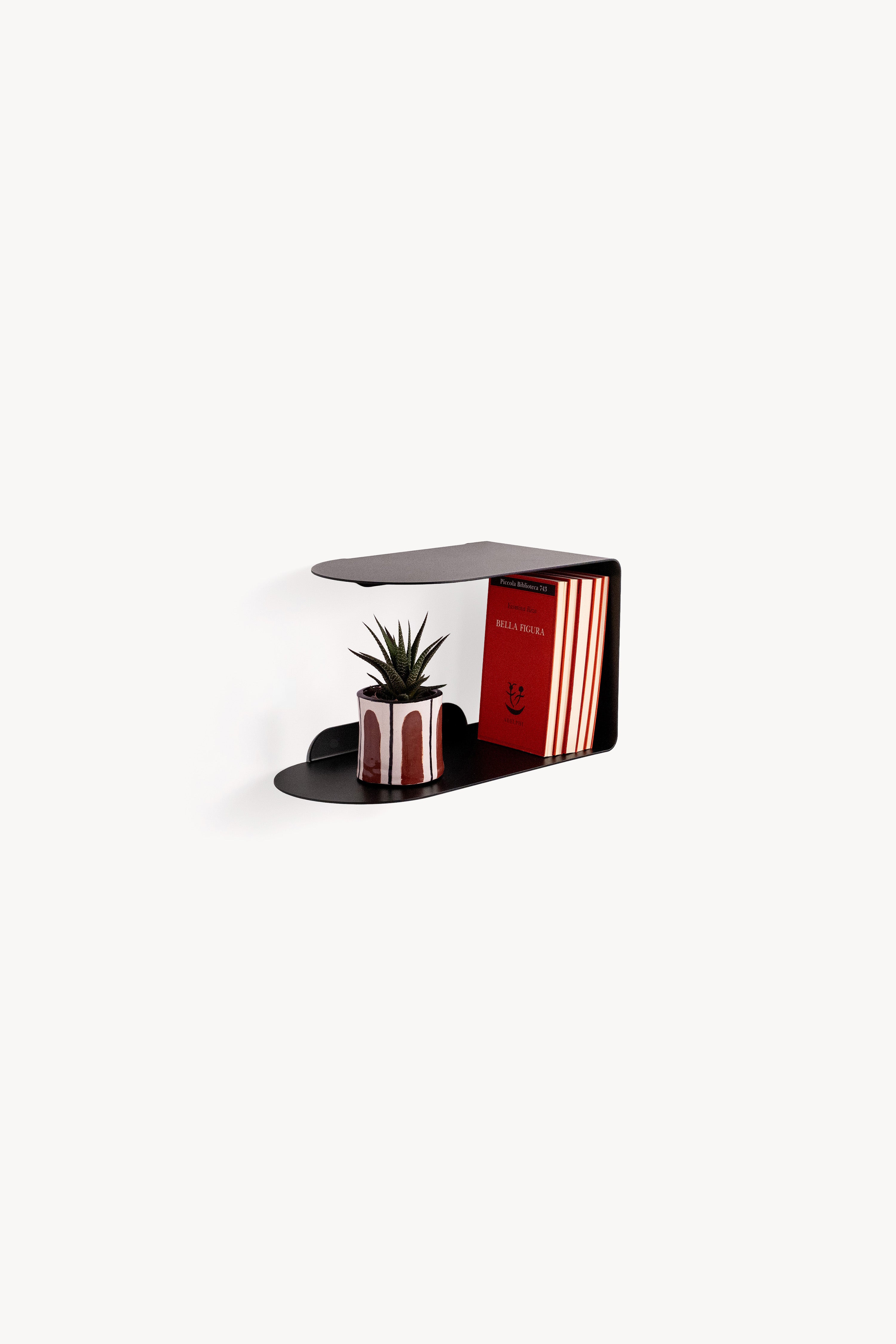 Mensola in metallo Camilla a C, 35x18x20 cm, Nero - Immagine dettaglio 1