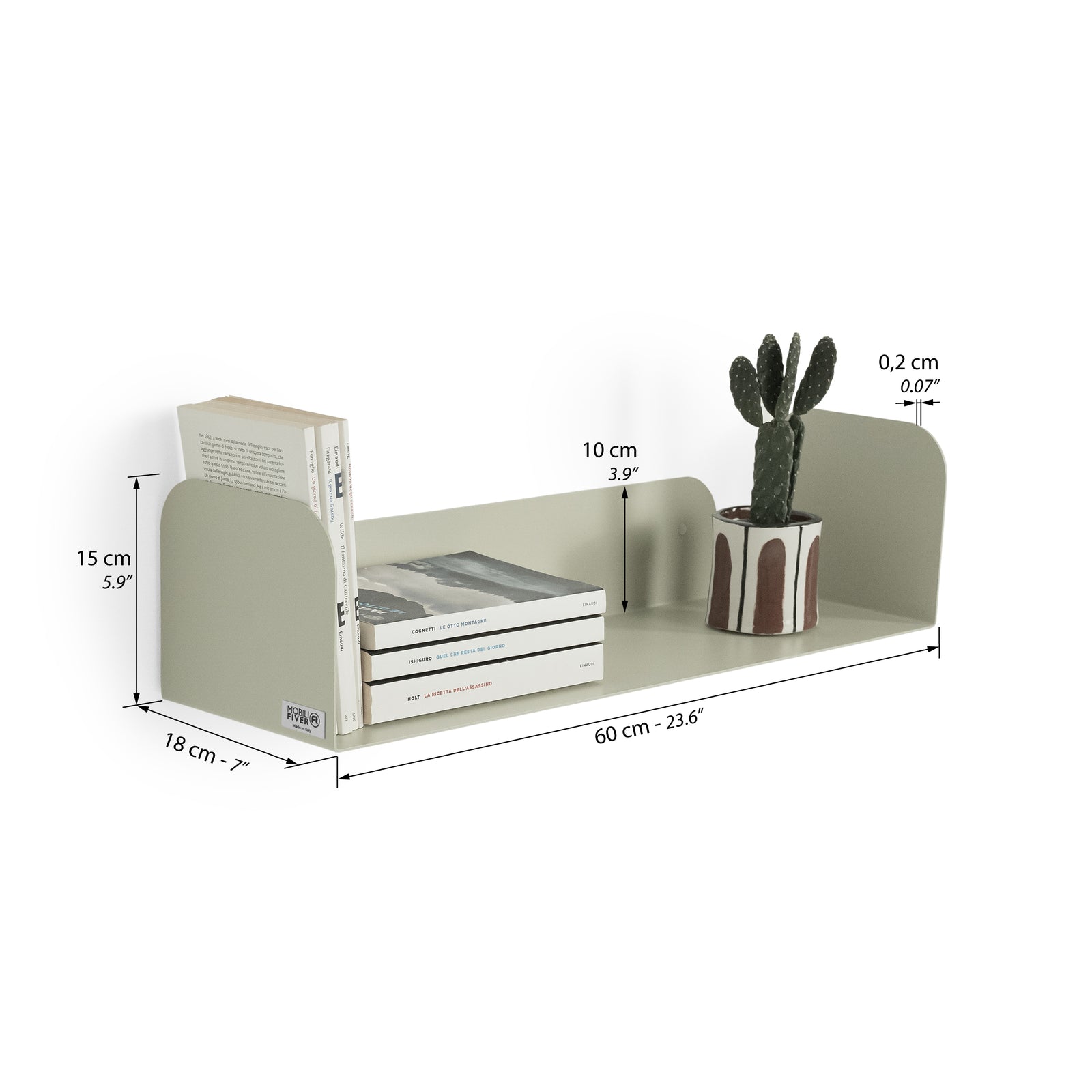 Mensola in metallo Camilla a U, 60x18x15 cm, Beige - Immagine tecnica 1