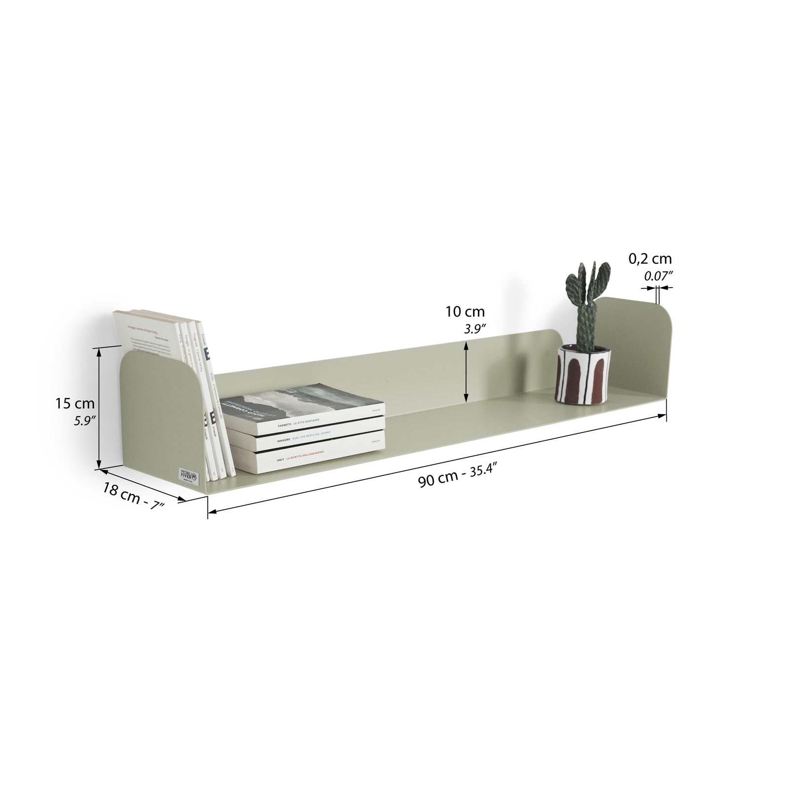 Camilla U-Shaped Metal Shelf, 90x18x15 cm, Beige - Immagine tecnica 1
