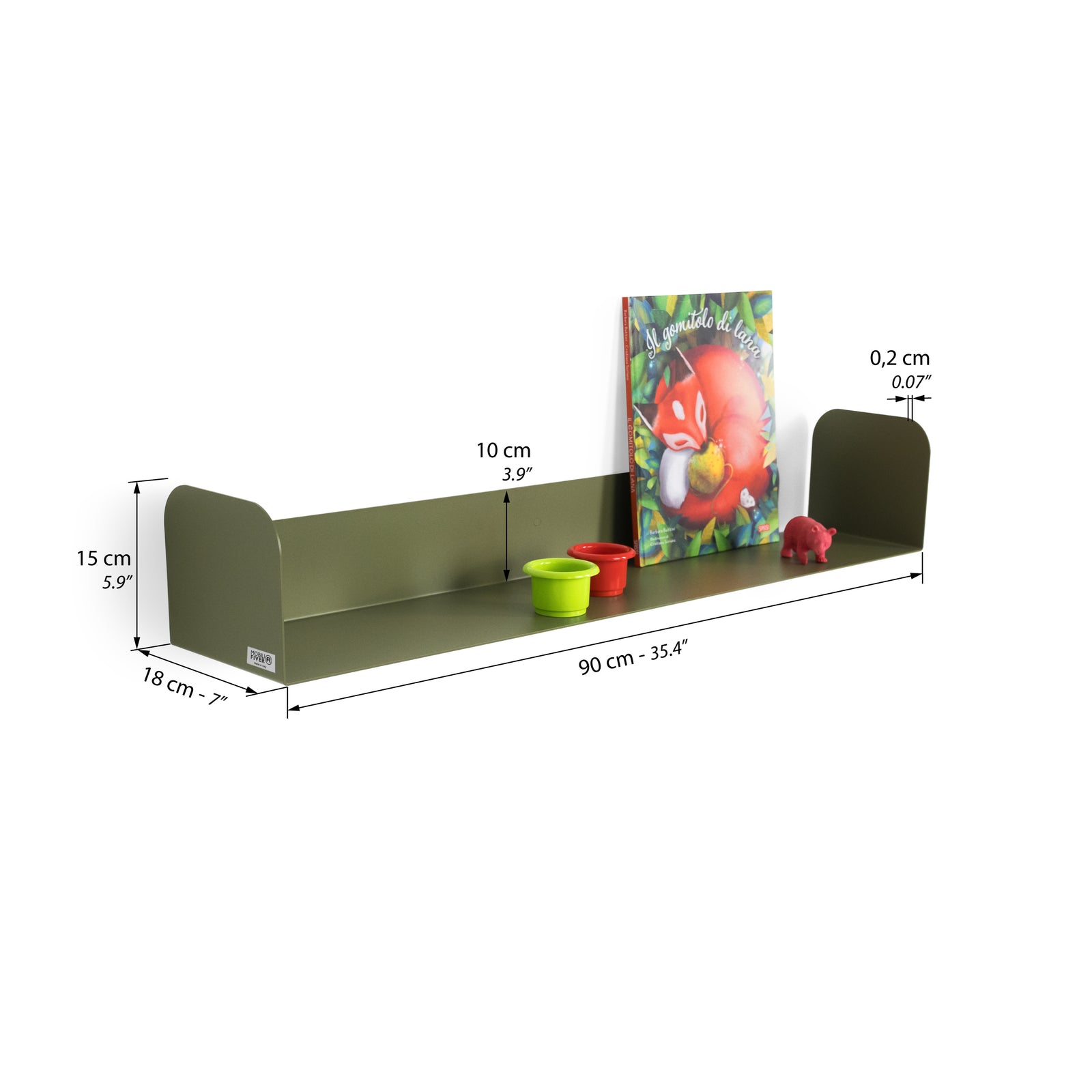 2er-Set Metallregale Camilla U-Form, 90x18x15 cm, Olivgrün - Immagine tecnica 1