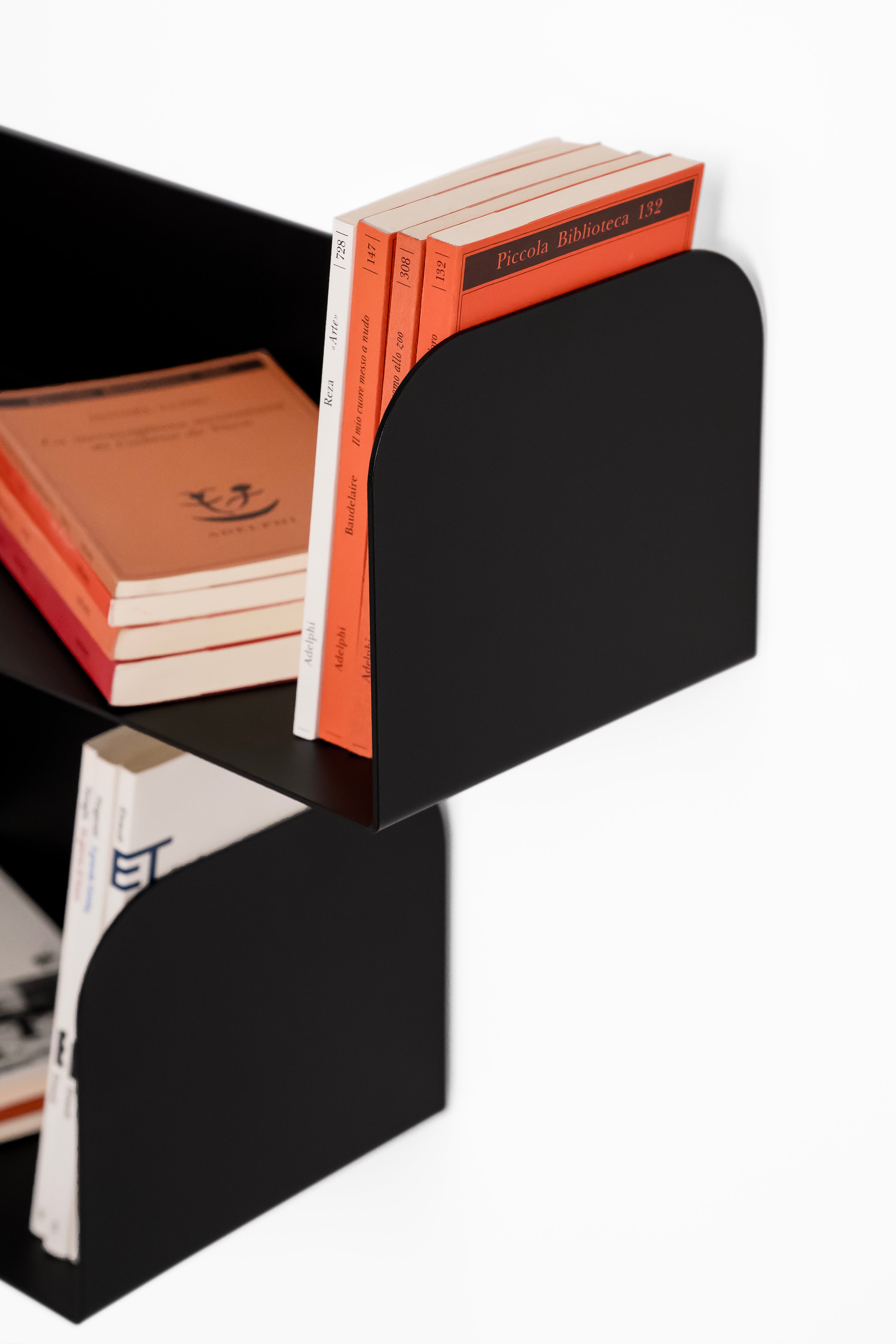 Coppia di mensole in metallo Camilla a U, 90x18x15 cm, Nero - Immagine dettaglio 2