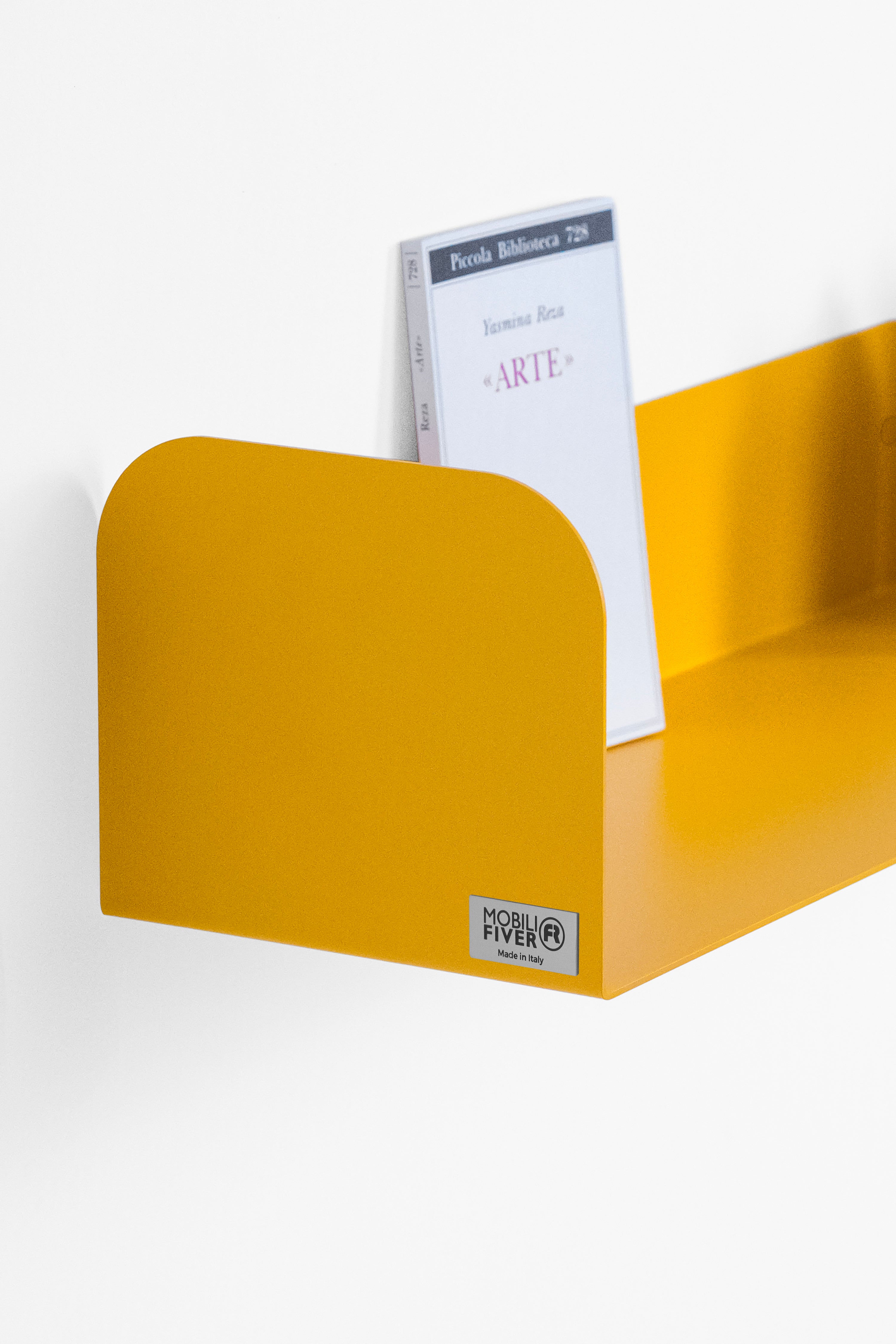 Coppia di mensole in metallo Camilla a U, 60x18x15 cm, Giallo Senape - Immagine dettaglio 3