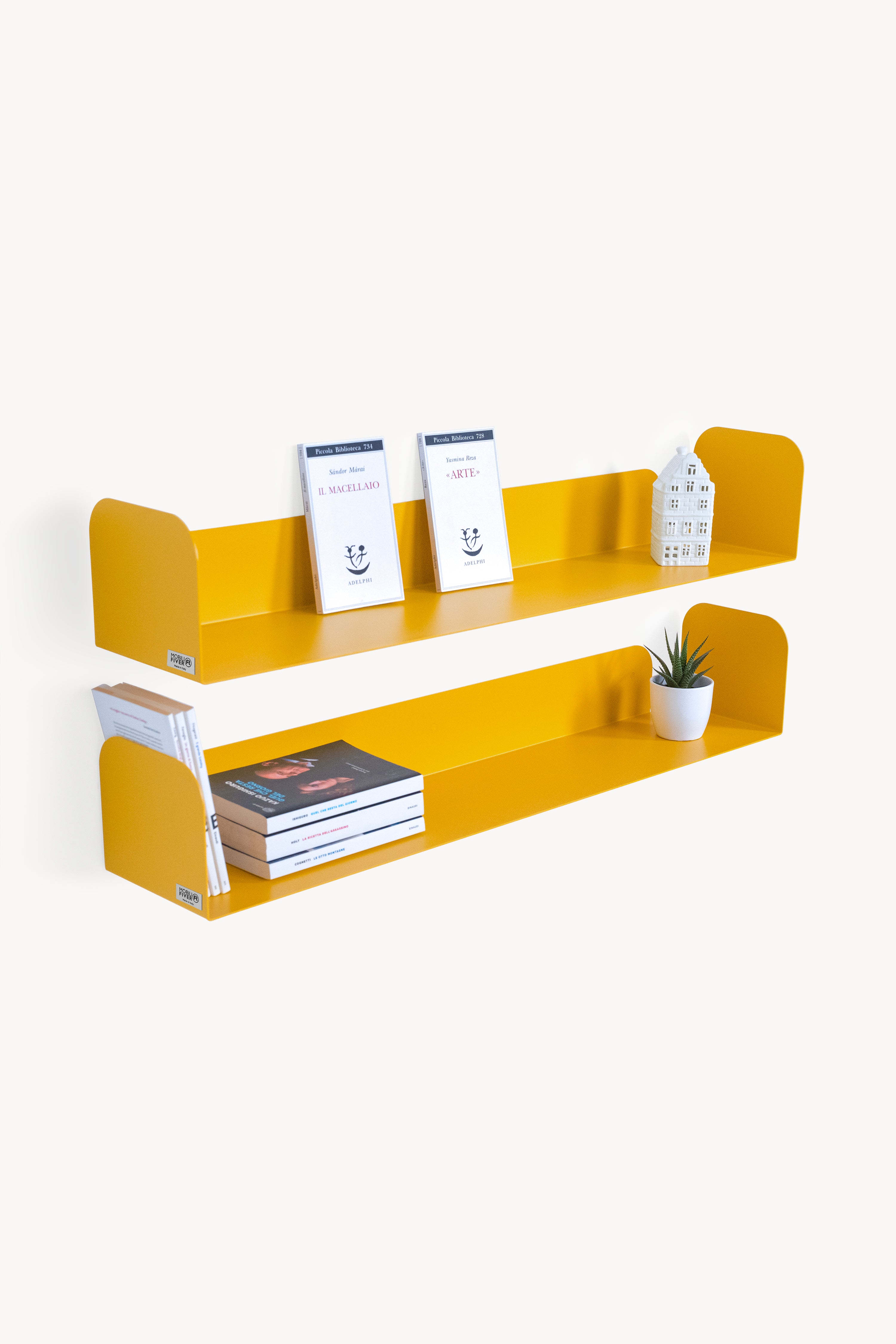 Coppia di mensole in metallo Camilla a U, 90x18x15 cm, Giallo Senape - Immagine principale