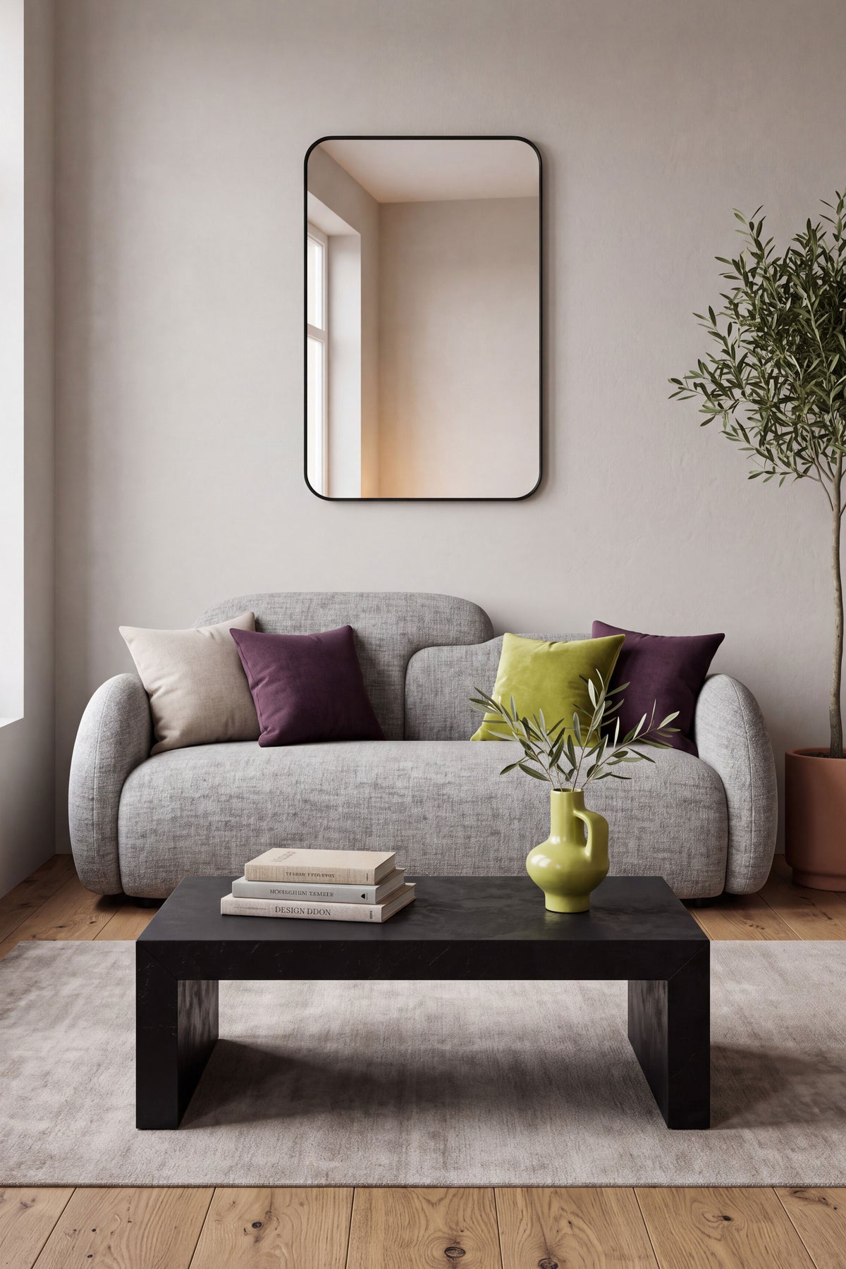 Rectangular mirror Ambra, 75x50 cm, black aluminium frame - Set image 1