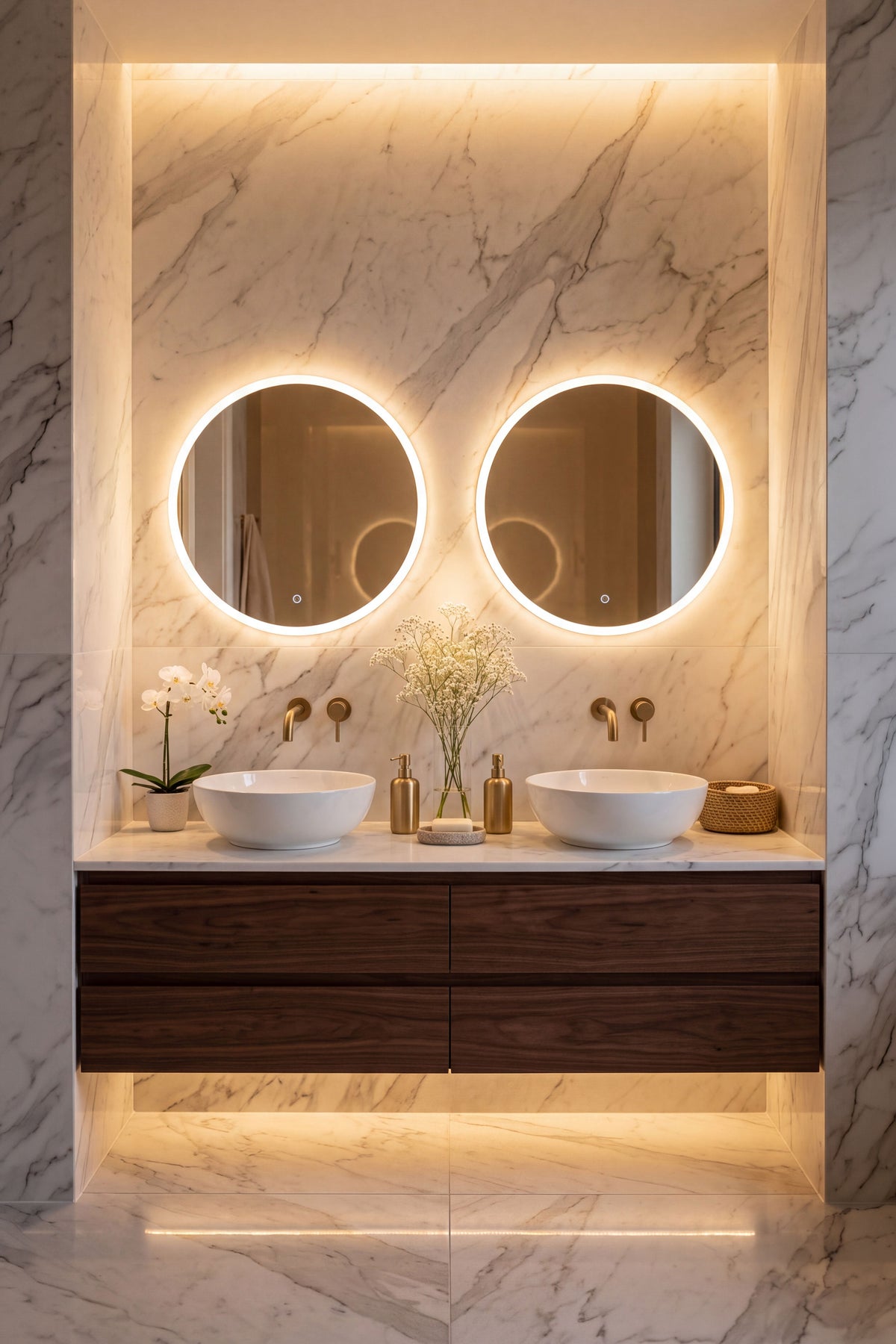 Miroir rond à LED Atena, Ø 60 cm, lumière chaude - Image d’ensemble 2