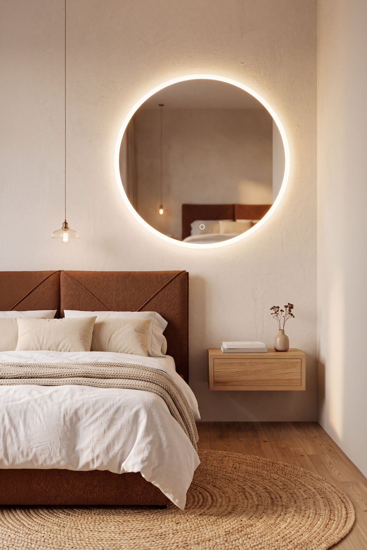 Miroir rond à LED Atena, Ø 80 cm, lumière chaude - Image d’ensemble 1