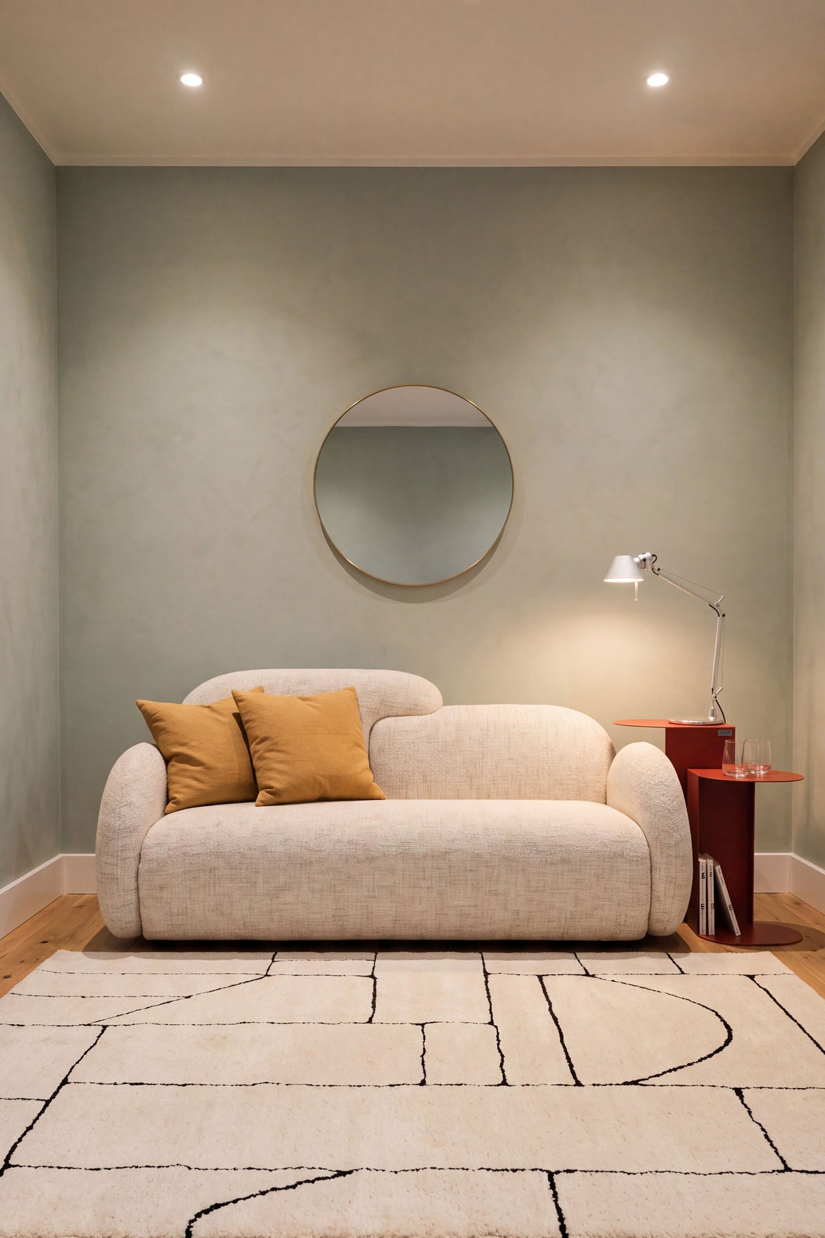 Miroir rond Carlotta, Ø 60 cm, cadre en acier couleur laiton - Image d’ensemble 1