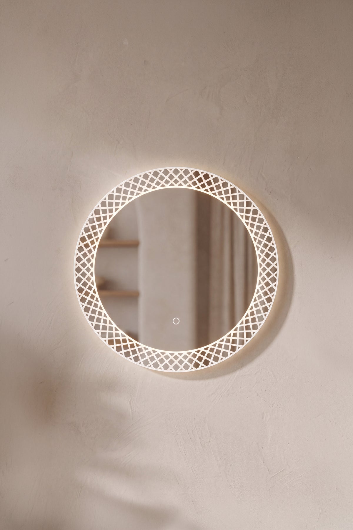 Miroir rond à LED Lidia, Ø 60 cm, lumière chaude