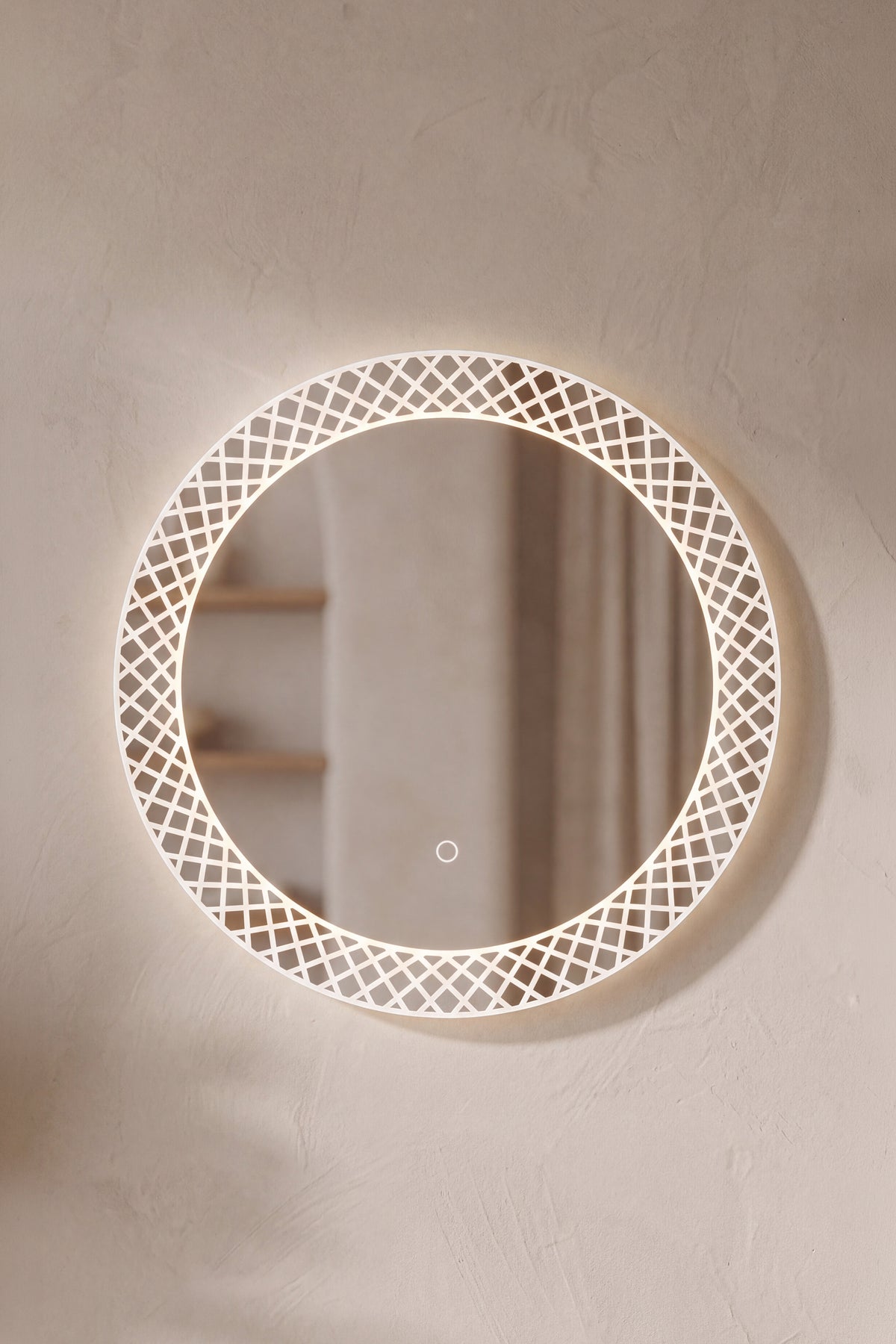 Miroir rond à LED Lidia, Ø 80 cm, lumière chaude