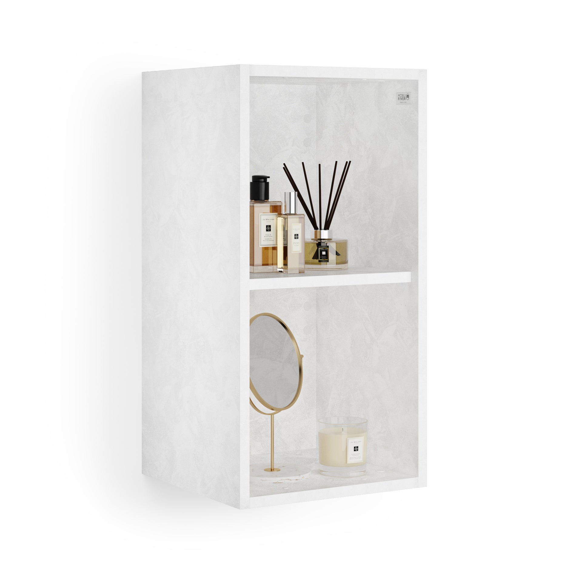 X Wall Unit 27.55 in Without Door, Concrete Effect, White - Detail image 1