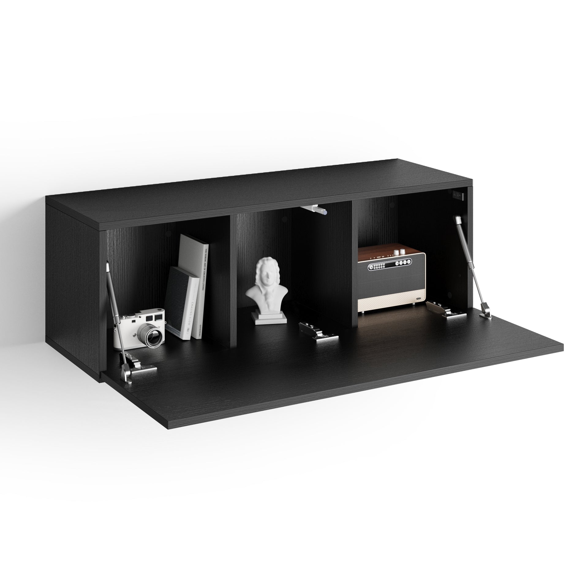 Wandkast easy 104 met neergaande klepdeur zwart essen - Detail image 1