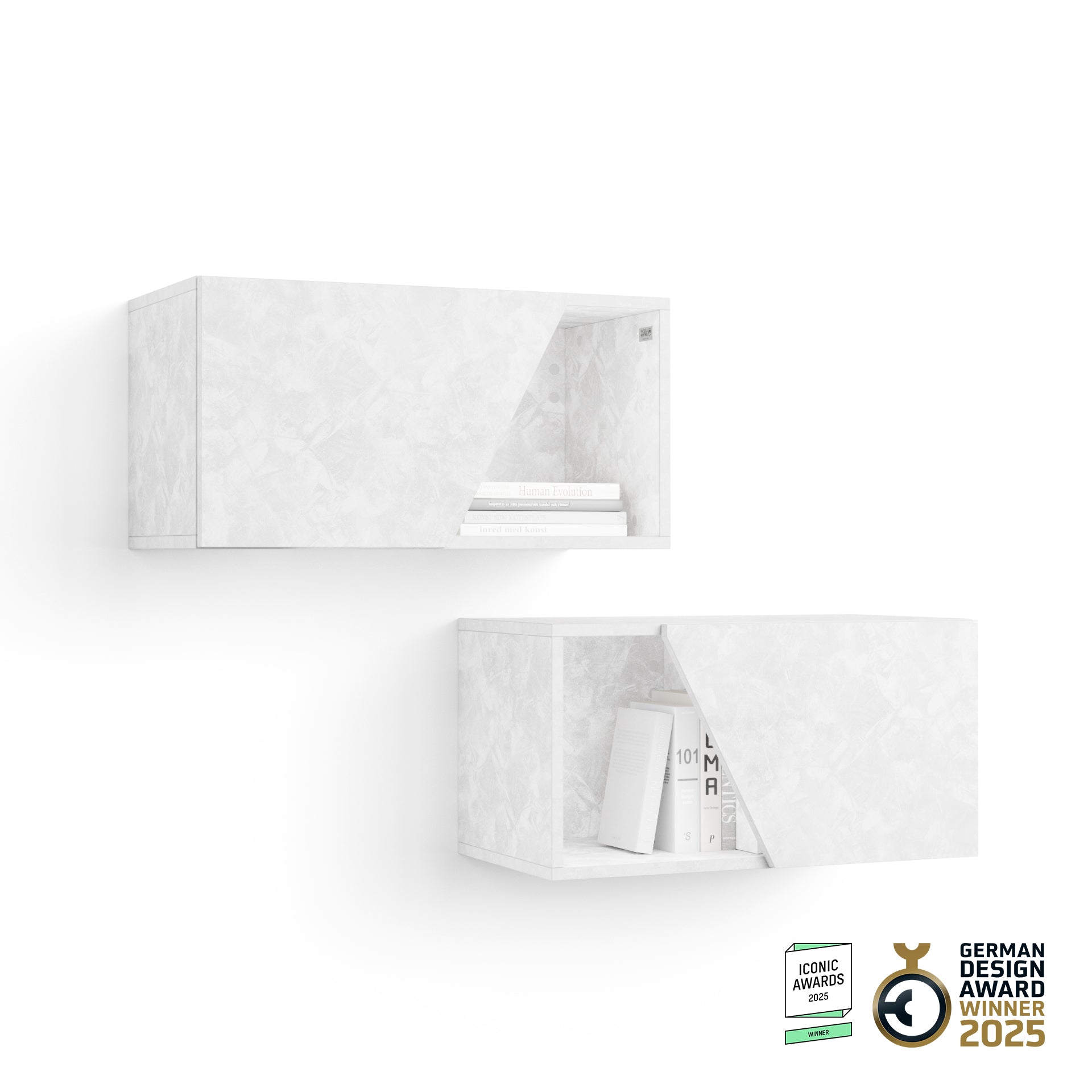 Set of 2 Emma Wall Units 27.55 in, with Lift Up Door, Concrete Grey - Main image
