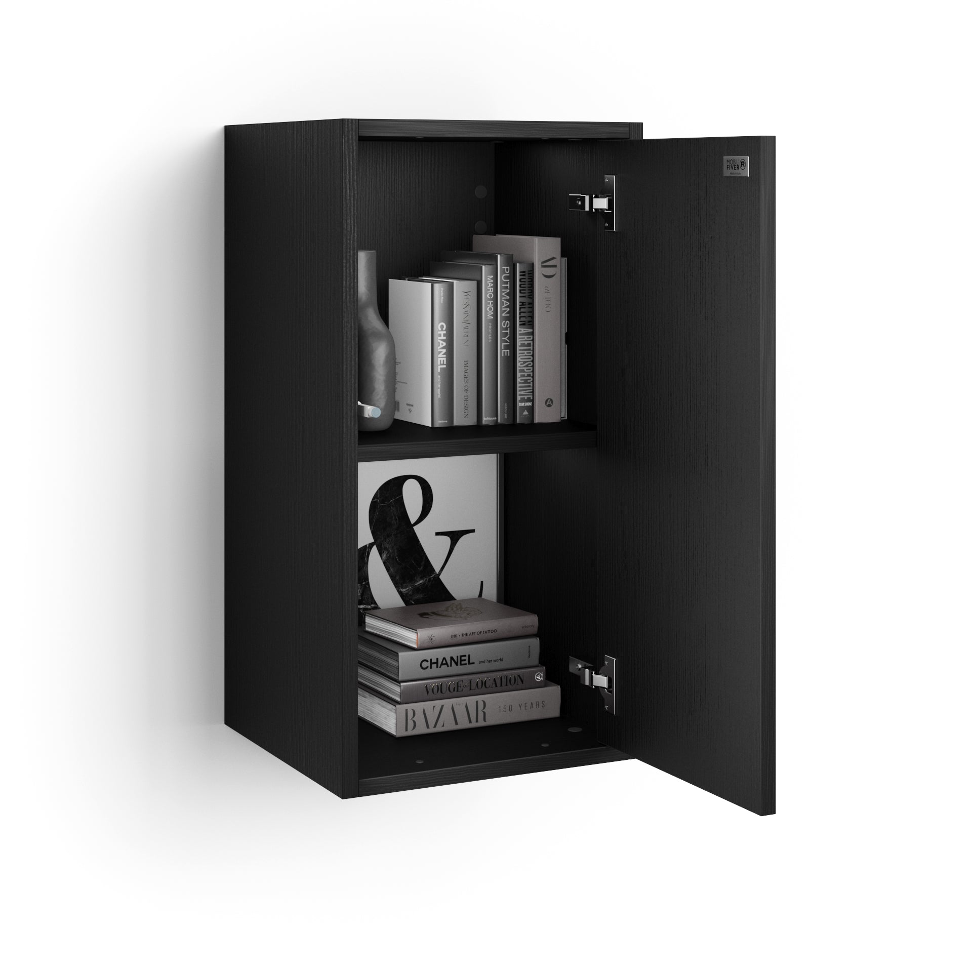 Iacopo Wall Unit 27.55 in, with Vertical Door, Ashwood Black - Detail image 1