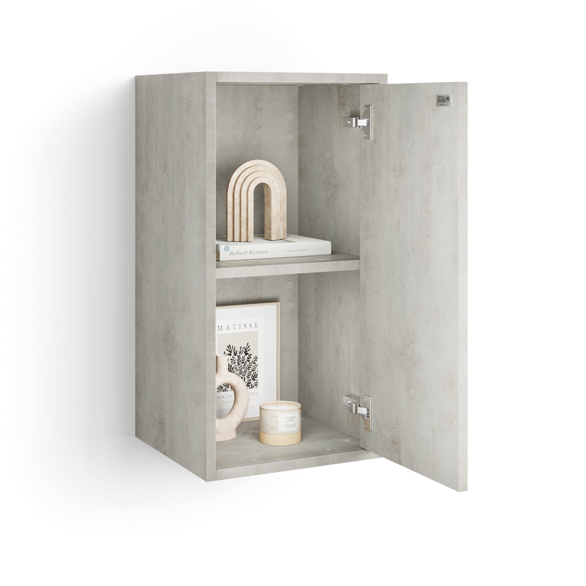 Iacopo Wall Unit 27.55 in, with Vertical Door, Concrete Effect, Grey - Detail image 1