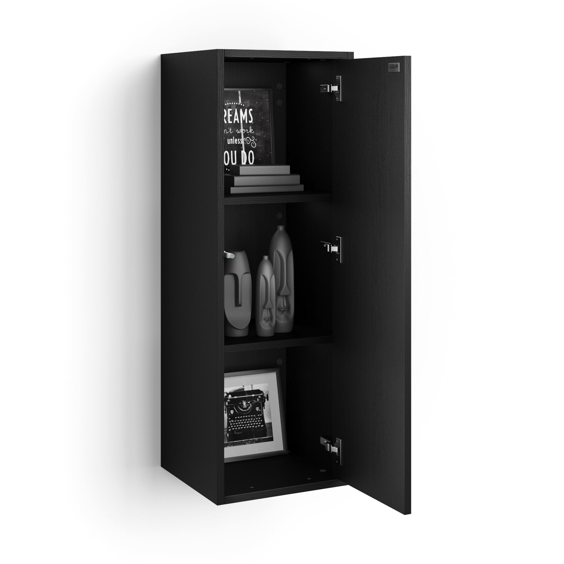 Iacopo Wall Unit 40.94 in, with Vertical Door, Ashwood Black - Detail image 1